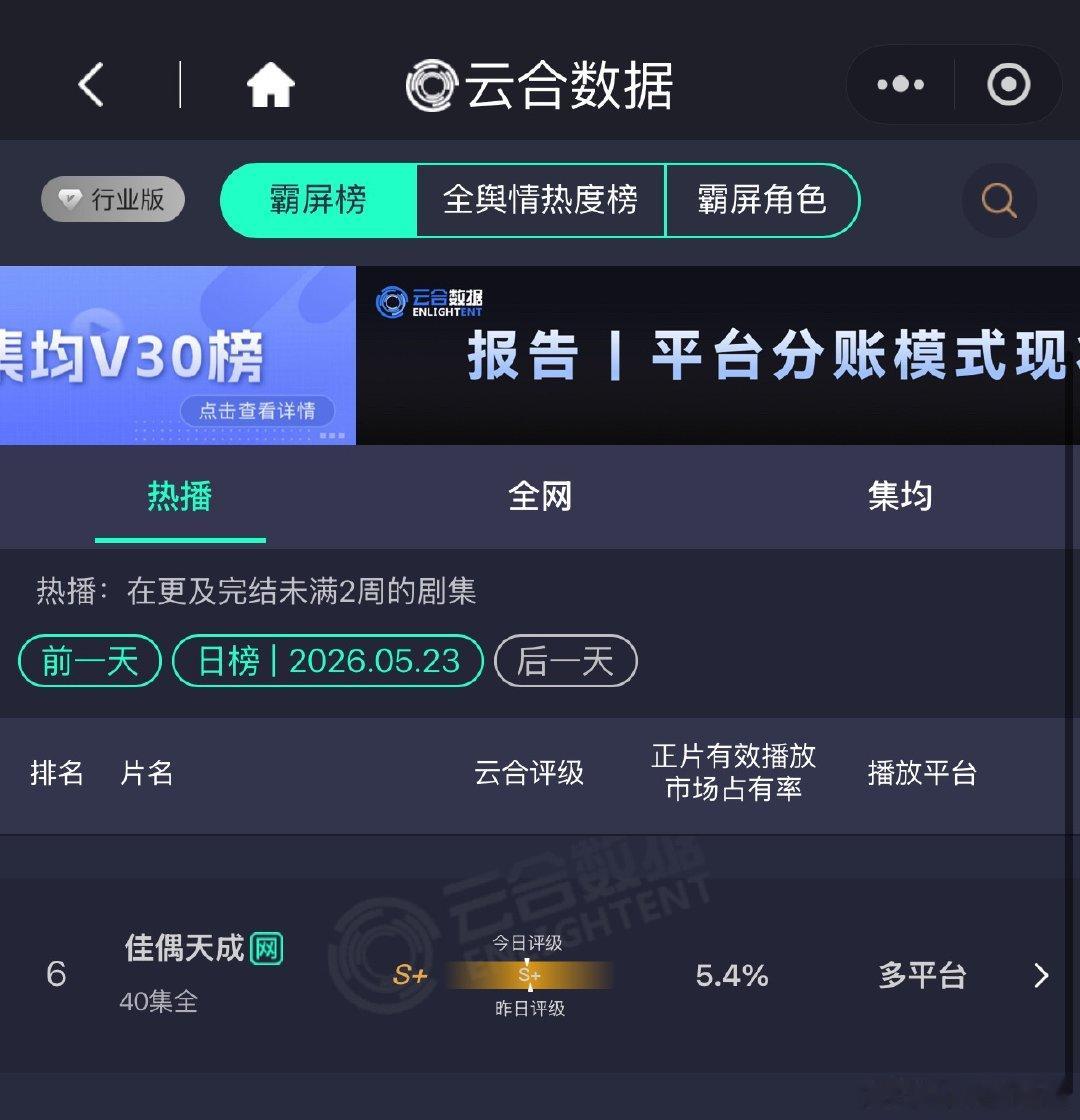 任嘉伦 佳偶天成 都超点半个月了，今天来个逆跌。老祖陆千乔就是牛啊，任嘉伦就是优