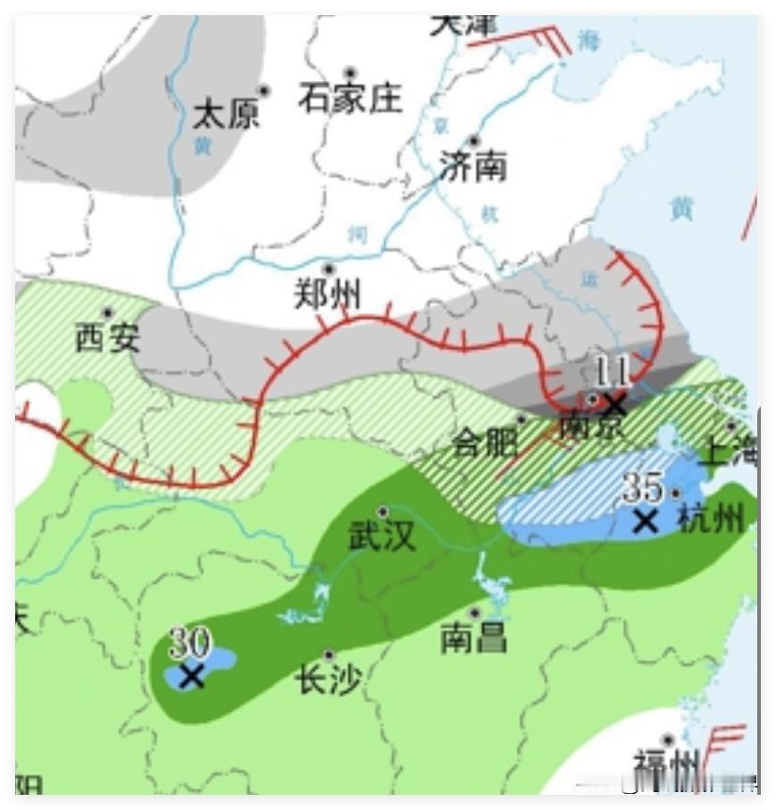 噢！2月5日到6日，合肥+南京，这一带，不少地方要下雪啊！局部大雪啊！安徽省+江