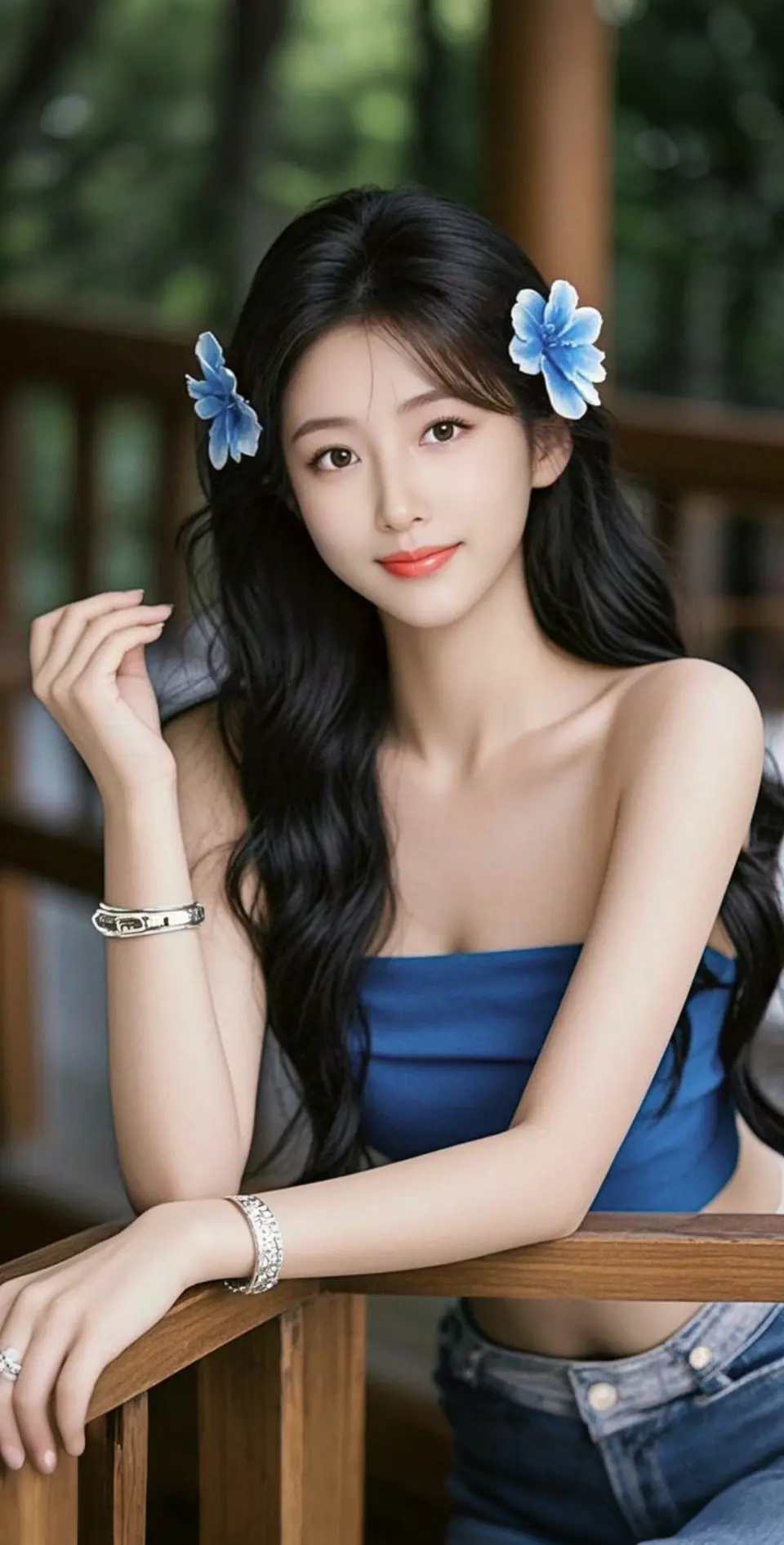 AI扩图 AI蓝花幽梦