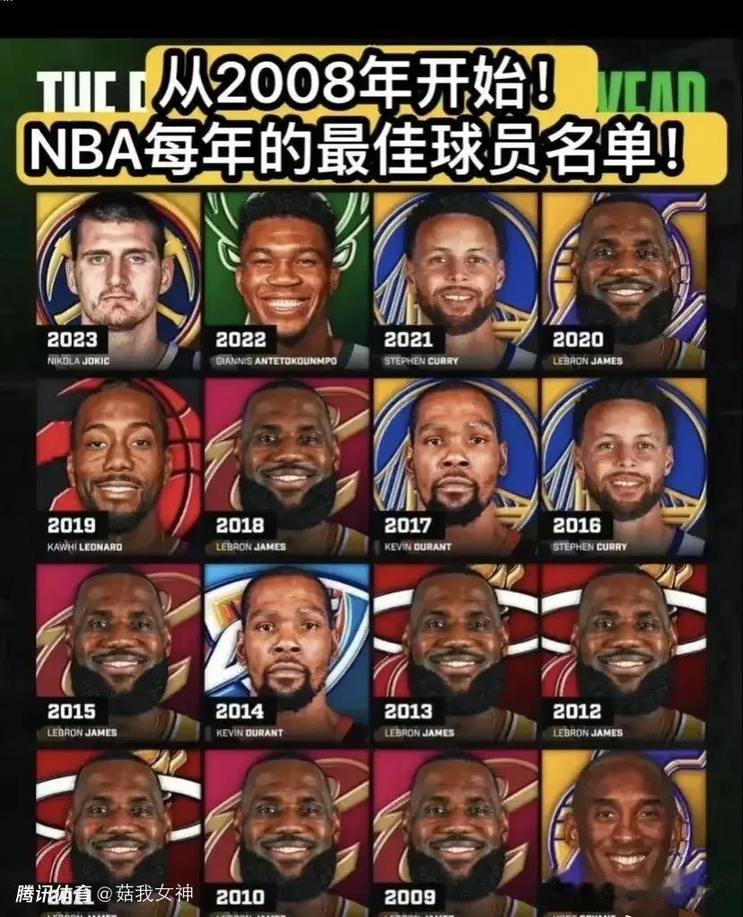 终于明白詹姆斯为什么这么自信自己是“king”，
美媒发布2008年以来NBA每