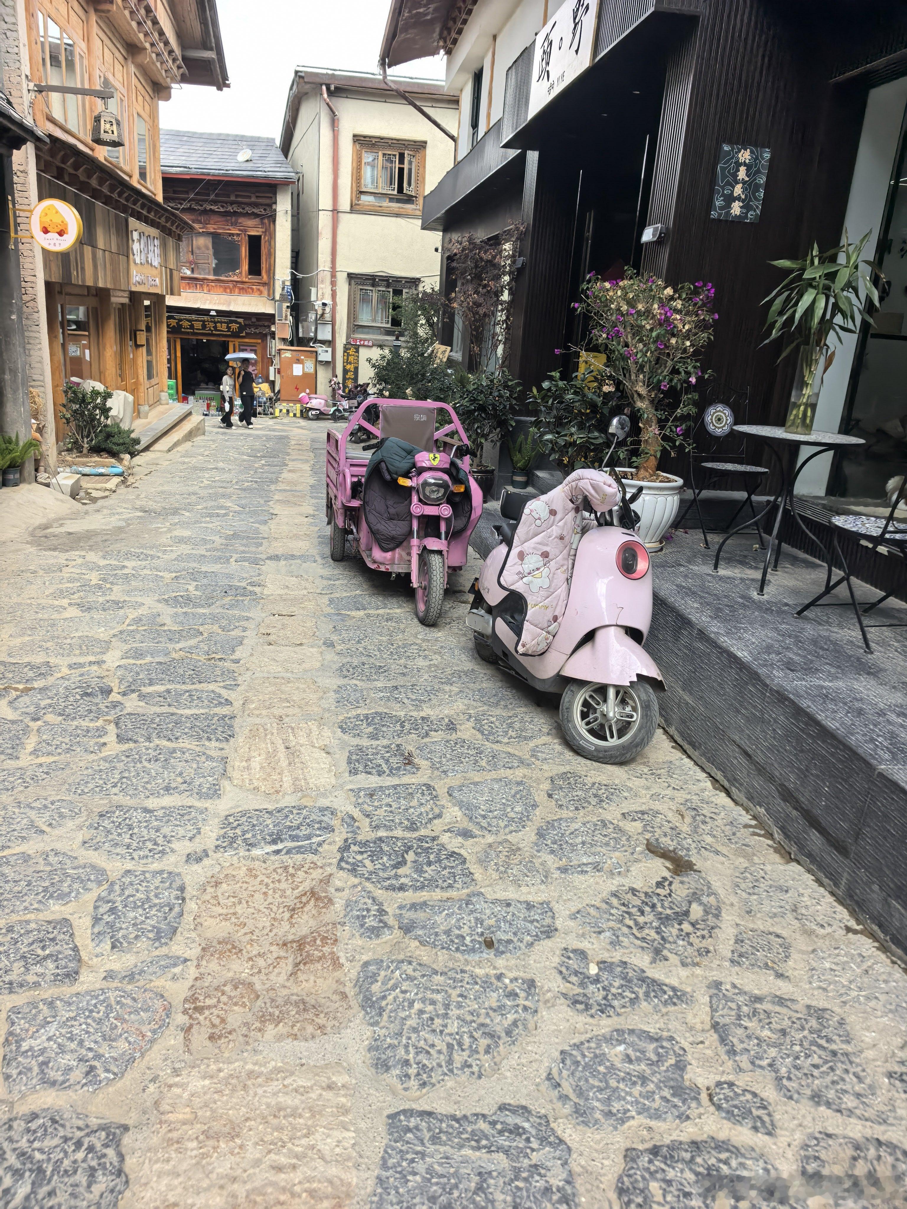 香格里拉古城的道路高高低低，石头路面也算不上平整，但我老家产的电三轮随处可见，使