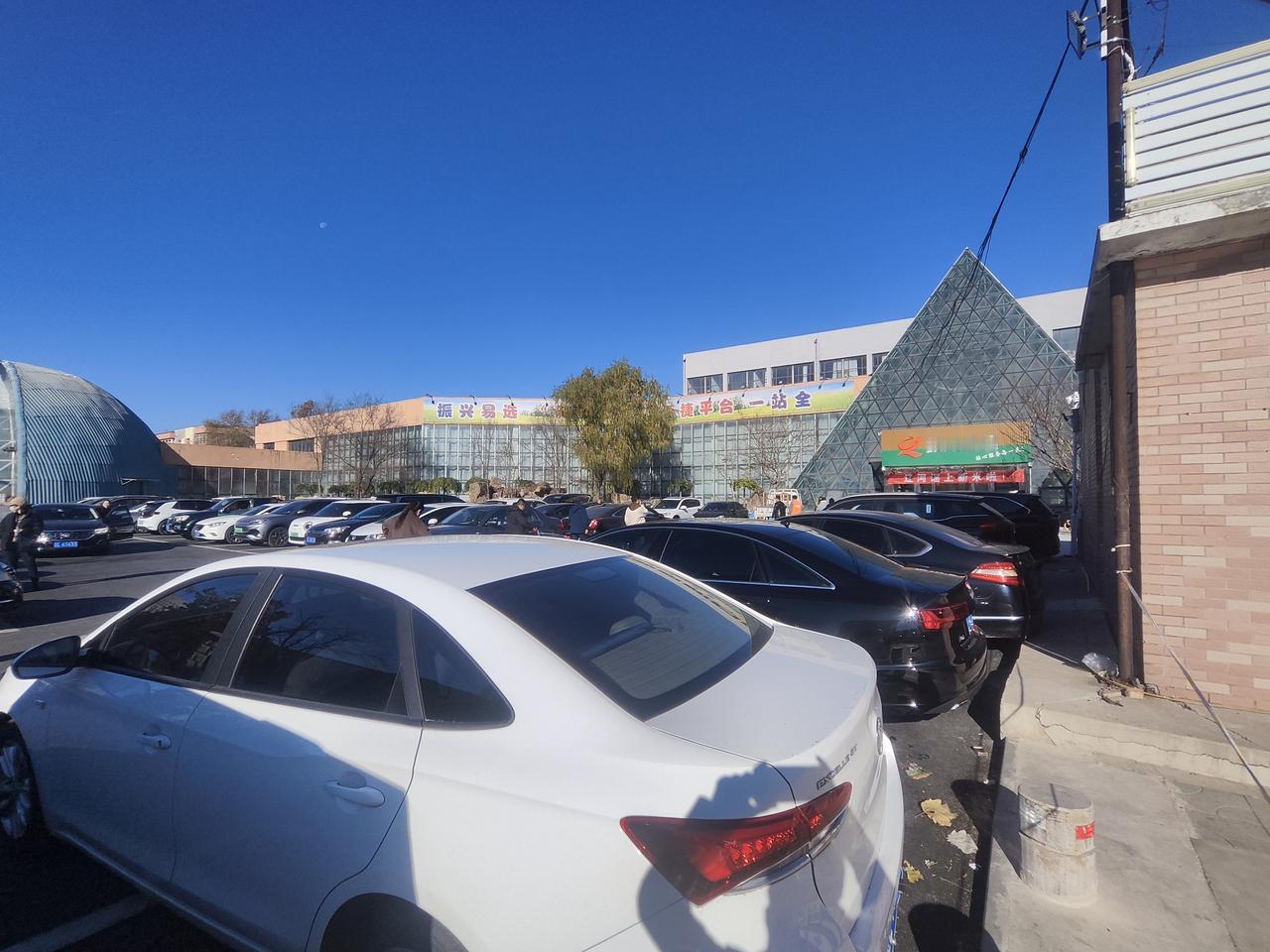 第一次来逛辽河油田的振兴易选，这是在油田的振兴小区南大门西侧，生意属实火爆，连停