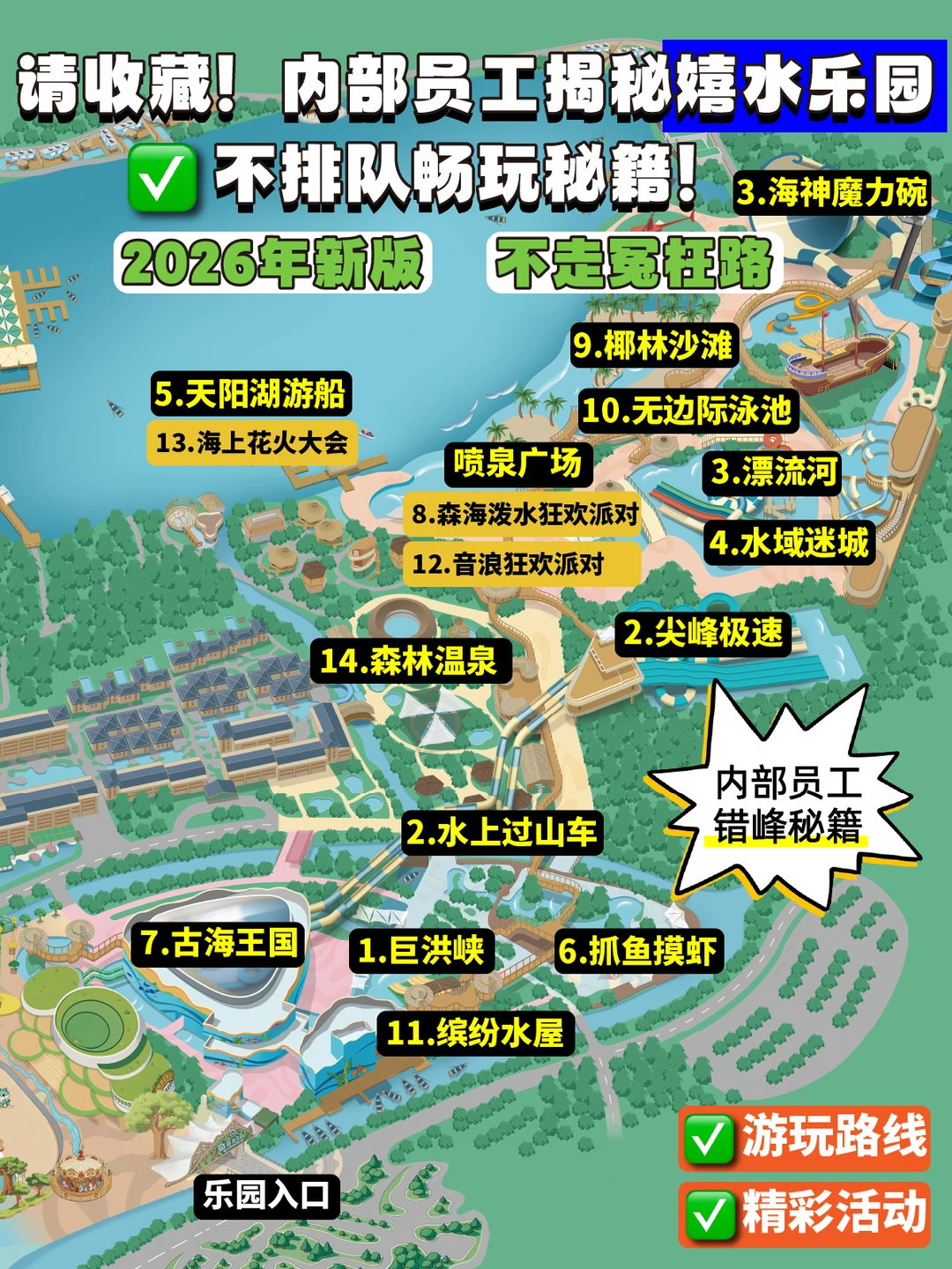 内部员工揭秘嬉水乐园不排队畅玩秘籍！