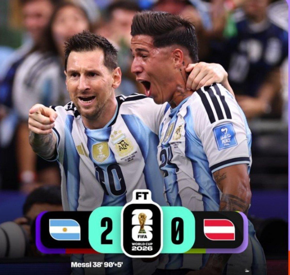 阿根廷2比0奥地利阿根廷2-0完胜奥地利，提前一轮强势出线！梅西虽失点但迅速自我