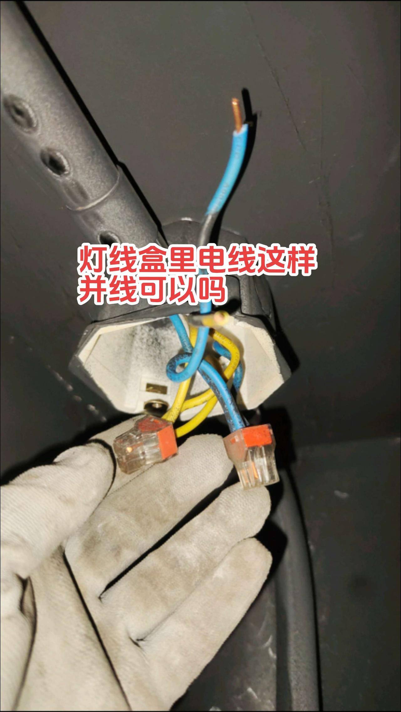 请问大家，灯八角盒里面电线并线用并线端子可以吗？电工师傅们，你们是怎么并线的呢！