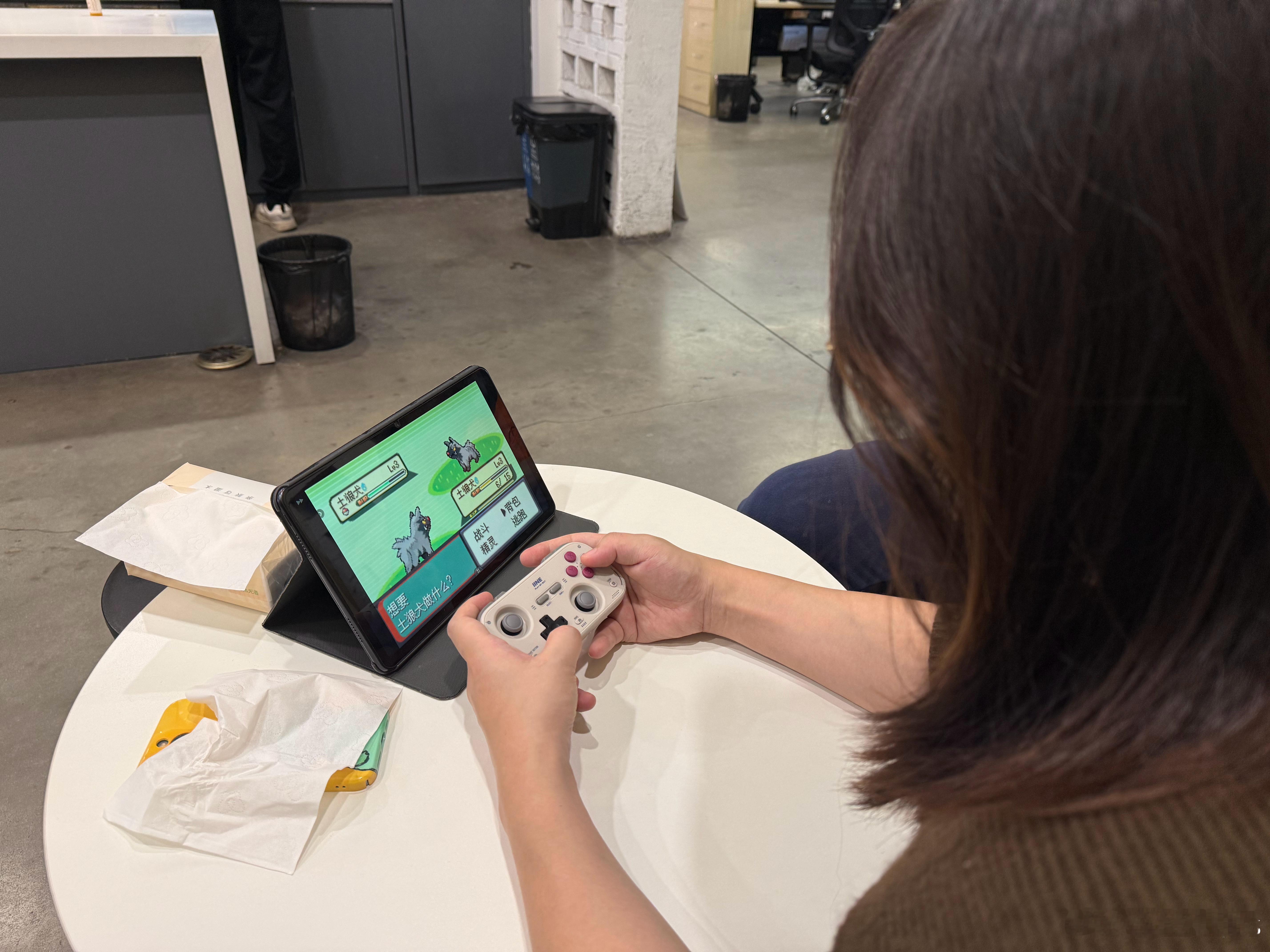 想不到吉吉都会玩宠物小精灵 