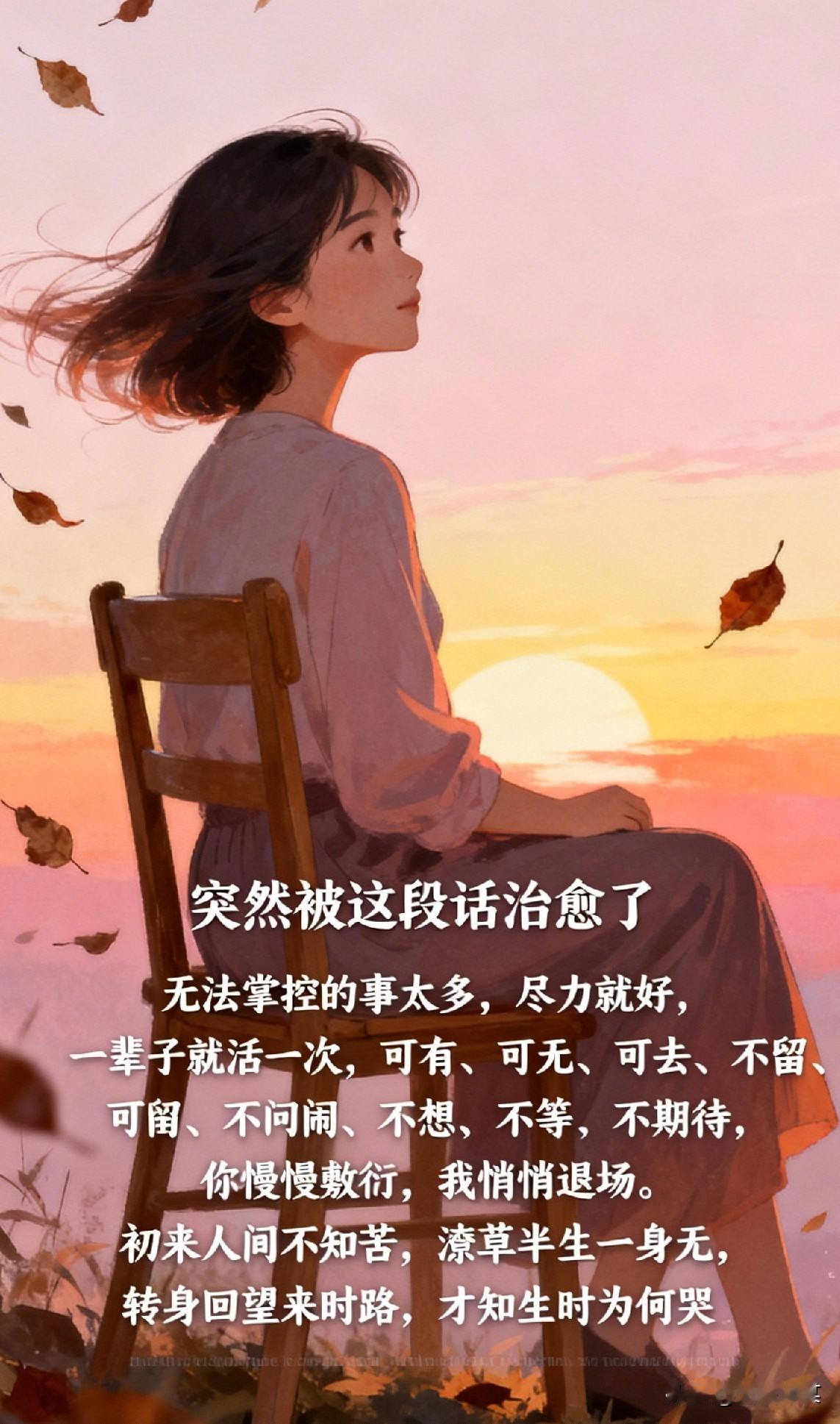 人生低谷安慰自己的一句话是什么?无法掌控的事太多，尽力就好