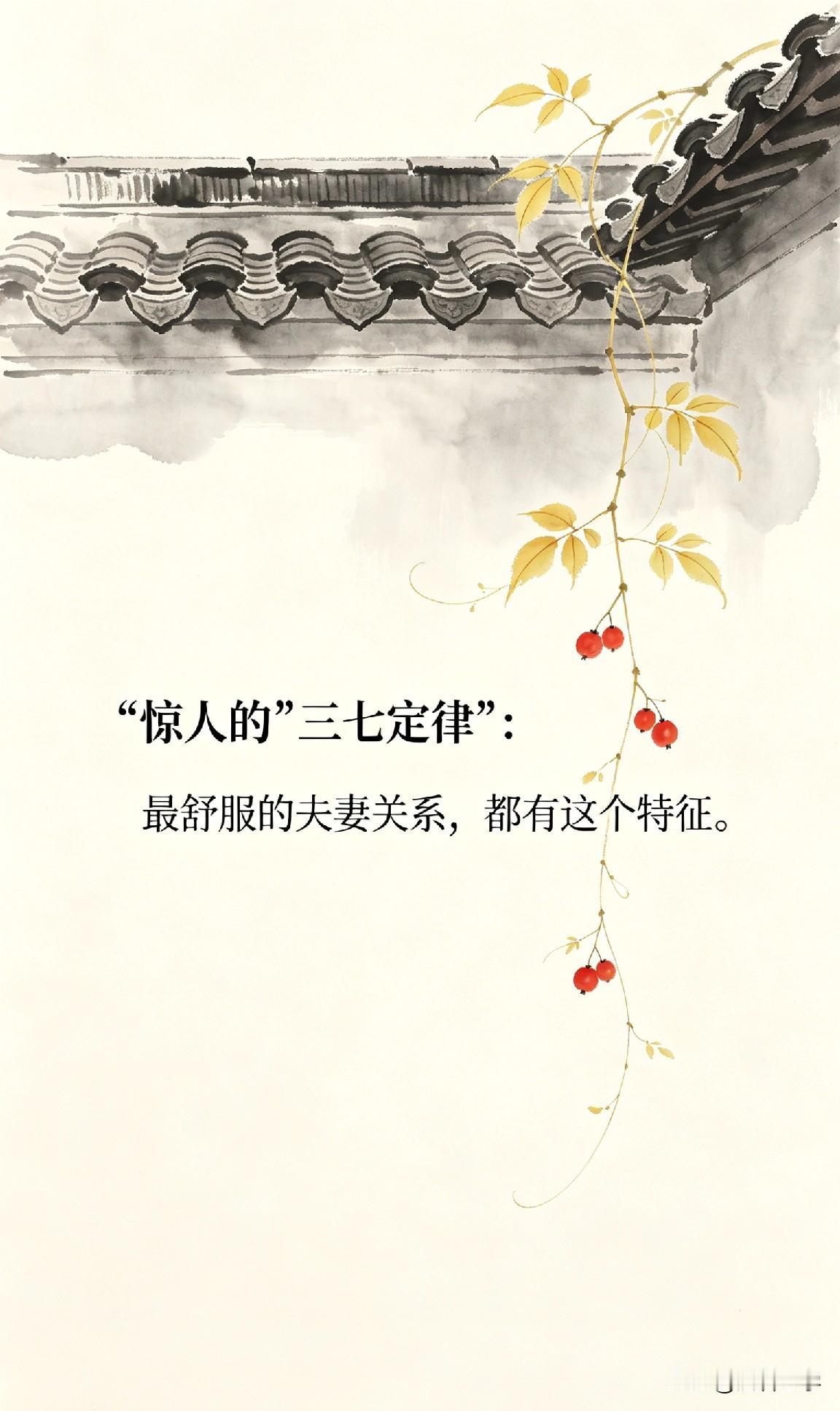 惊人的“三七定律”：最舒服的夫妻关系，都有这个特征。

夫妻之间，到底怎么相处才
