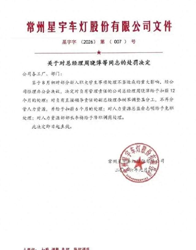 星宇又惹麻烦了！被处罚的人力总监早已离任，疑似“背锅侠”