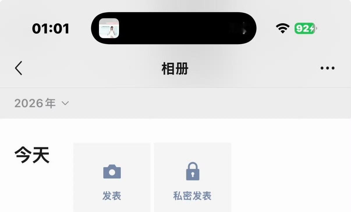微信“私密发表”功能的入口：点击右下角“我”，进入“朋友圈”，在相册页面的顶部就