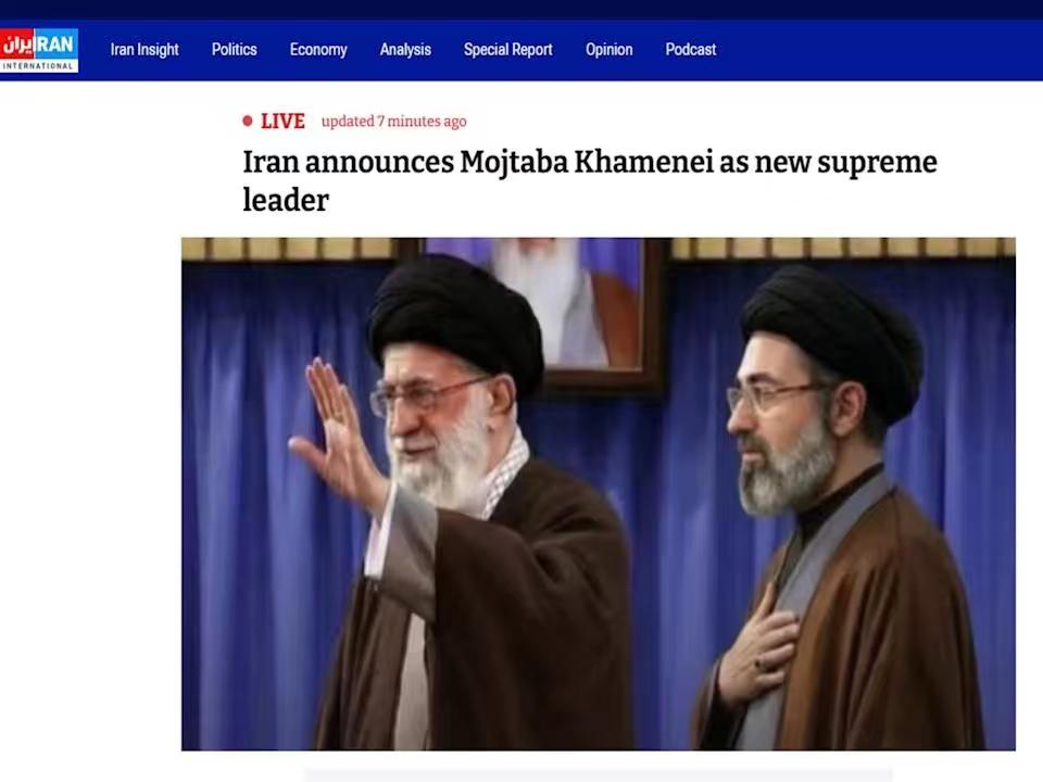 （中央社杜拜9日报导）伊朗今天宣布，由穆吉塔巴.哈梅内伊接替父亲哈梅内伊为最高领