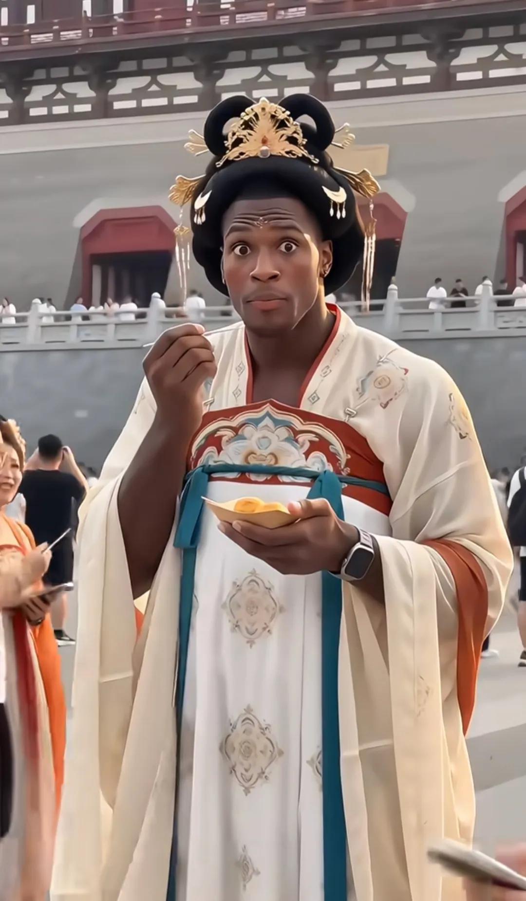 穿汉服的老外，体验穿越大唐的惊喜，这两位是宫里的什么妃？[呲牙]