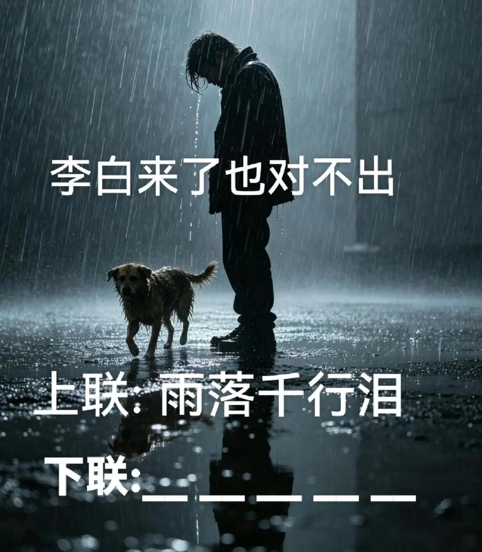诗仙诗圣来了也得思考一会儿才能对得出来，以你的文采，能对出下联吗？
上联：雨落千