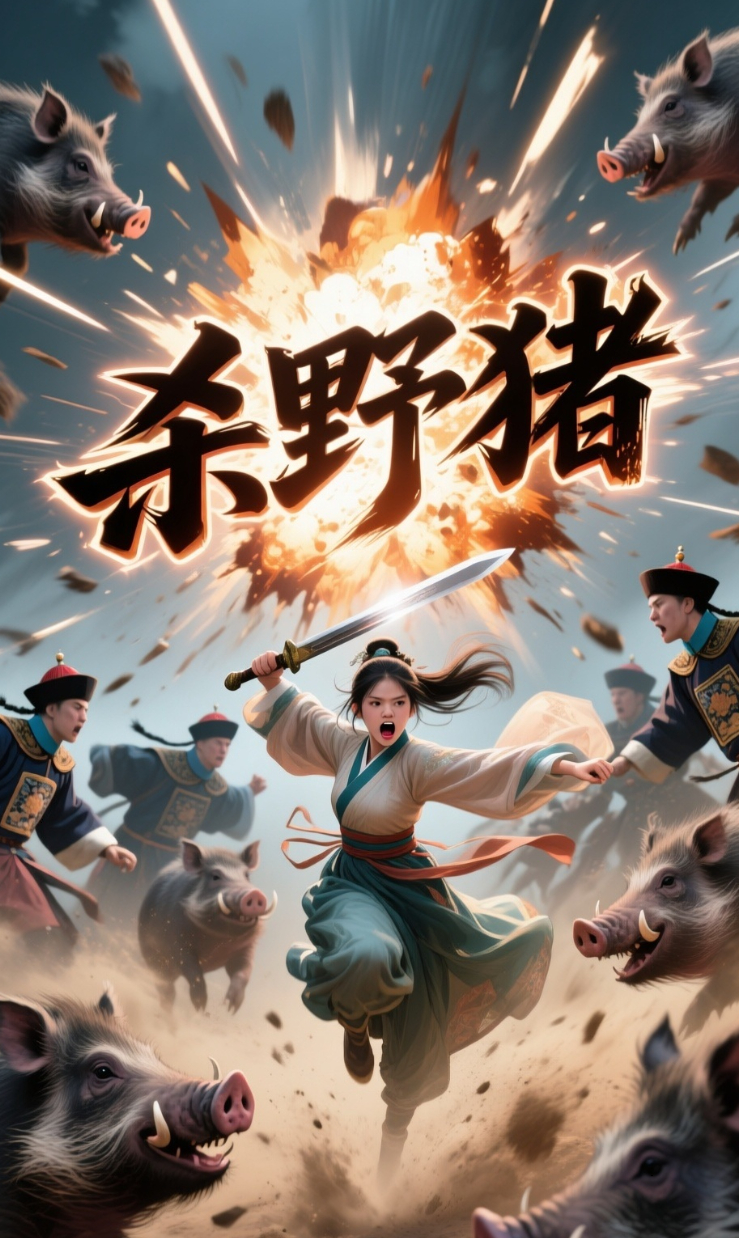 AI短剧《杀野猪》，应该能爆火。 犹如草芥灿若星河