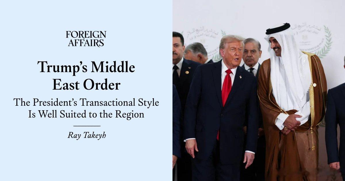 雷·塔基写道，与前任们不同，特朗普“几乎没有理想主义”地处理中东事务。“他的立场