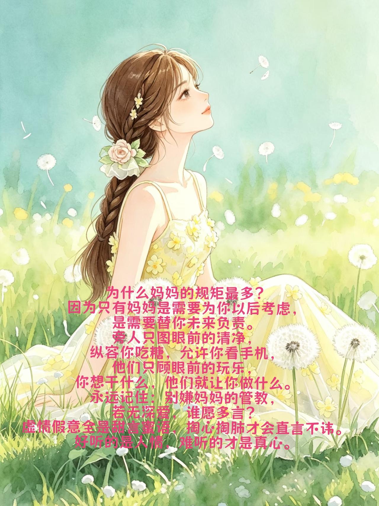 为什么妈妈的规矩最多？因为只有妈妈是需要为你以后考虑，是需要替你未来负责。
旁人