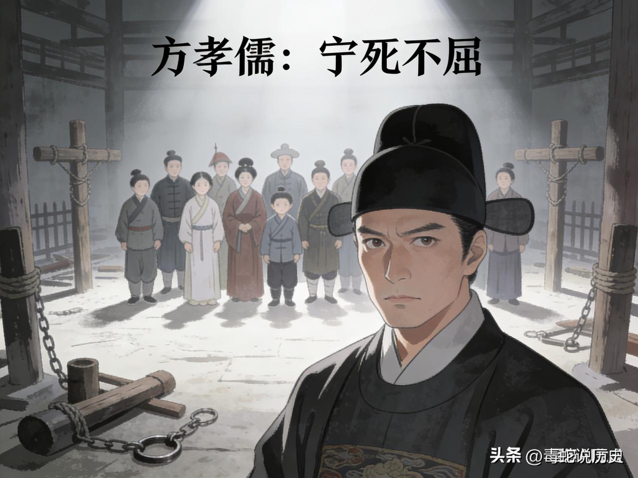 说起六亲不认，方孝孺是最狠一个，他是建文帝的心腹大臣，朱棣发动靖难之役攻破南京后