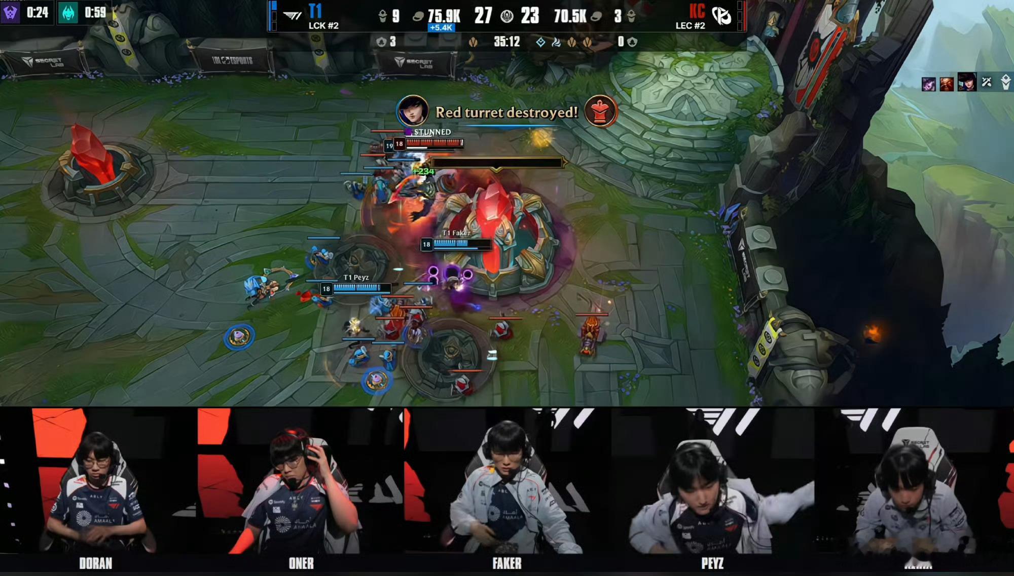 T1想赢就赢！T1翻盘取胜T1对战KC