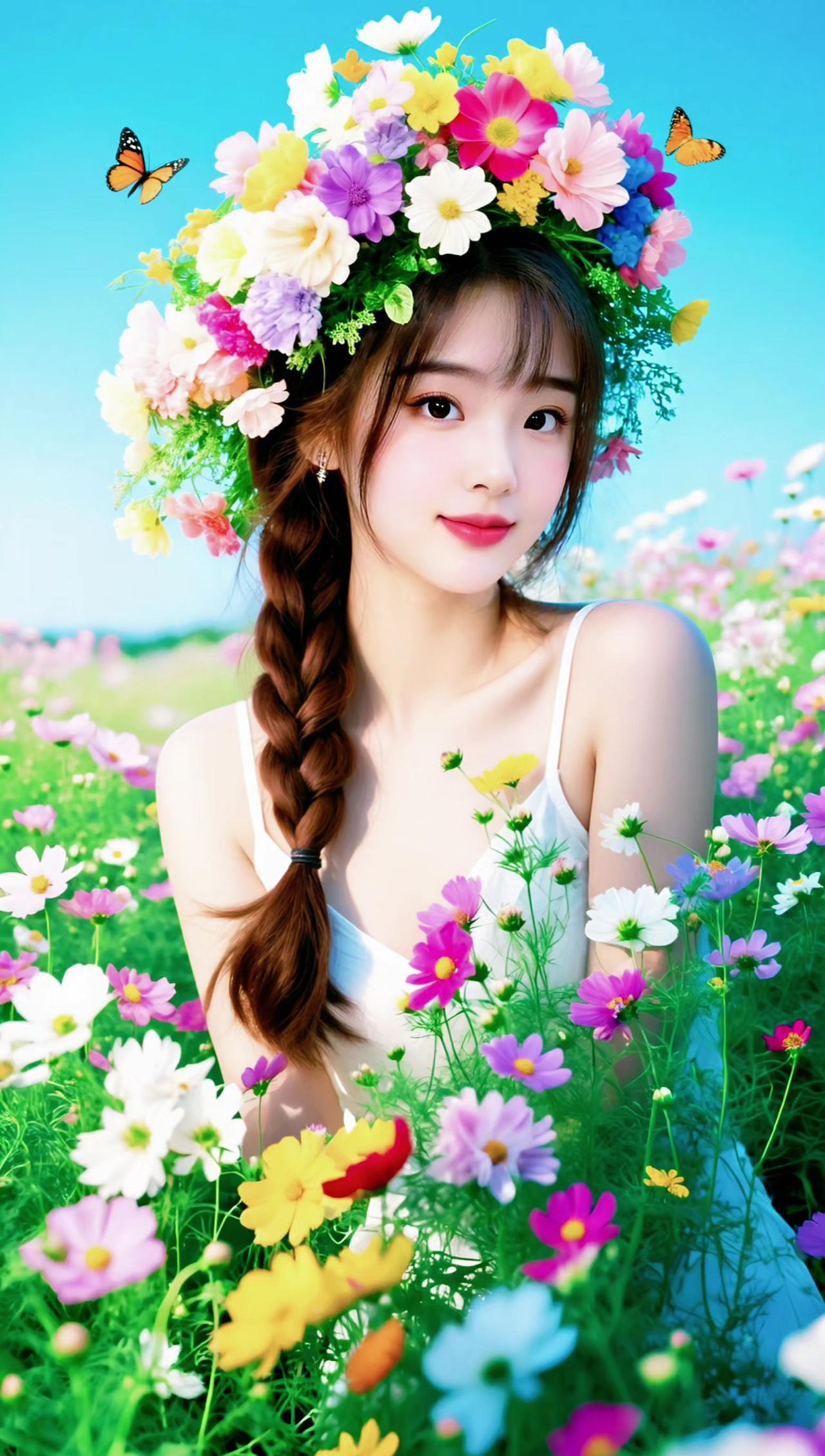 AI花海少女照 抖音ai创作 花田氛围感写真