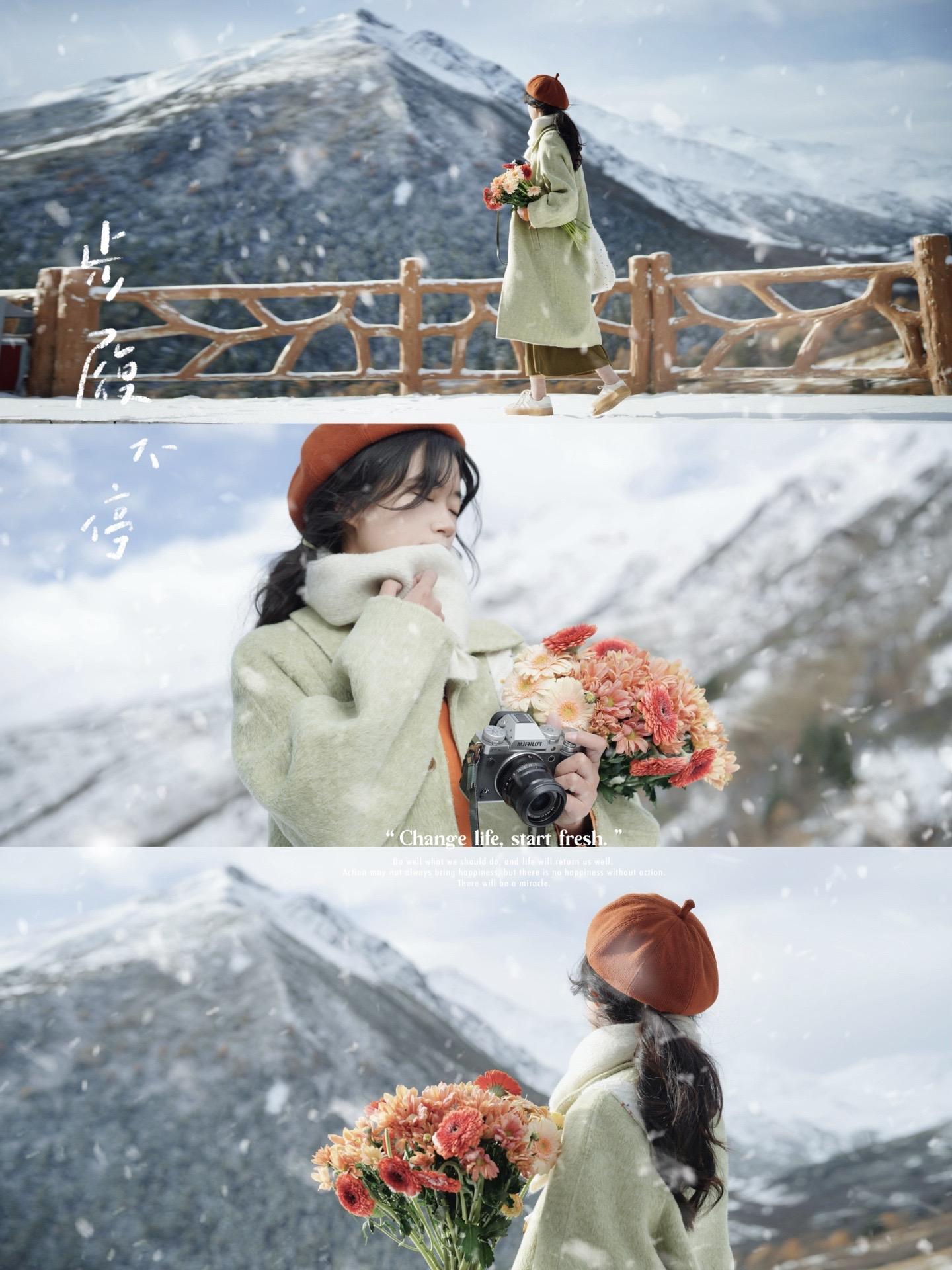 下雪了，冬日雪景拍出文艺氛围感。路过雪山 随手记录冬日电影感旅行故事