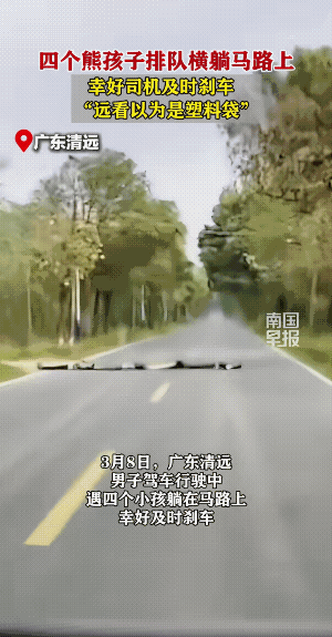 初看还真的以为是减速带，谁知是几个小孩子搞“恶作剧”，也太逆天了。
估计是有人带