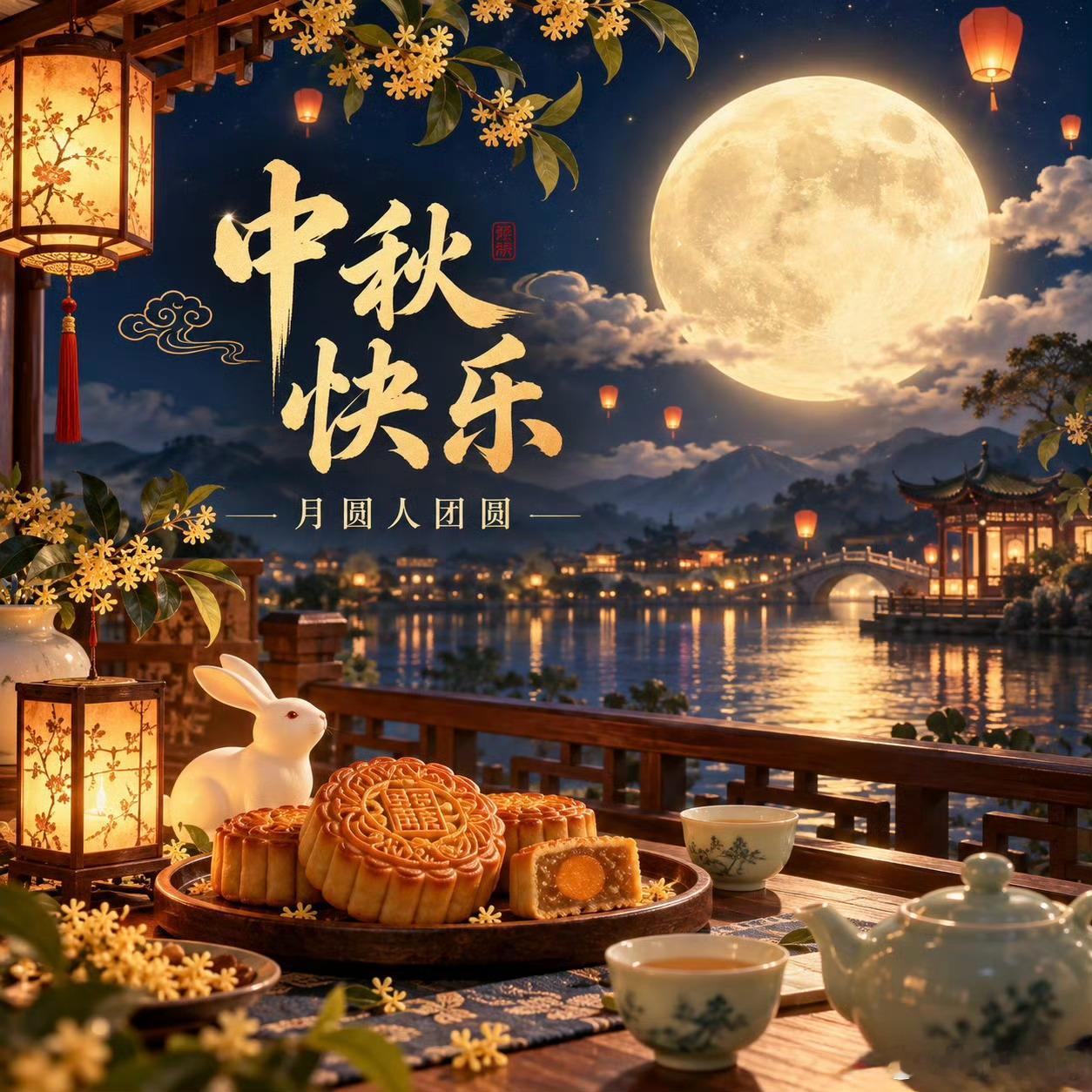 祝大家中秋节快乐！月圆人安！中秋节 ​​​