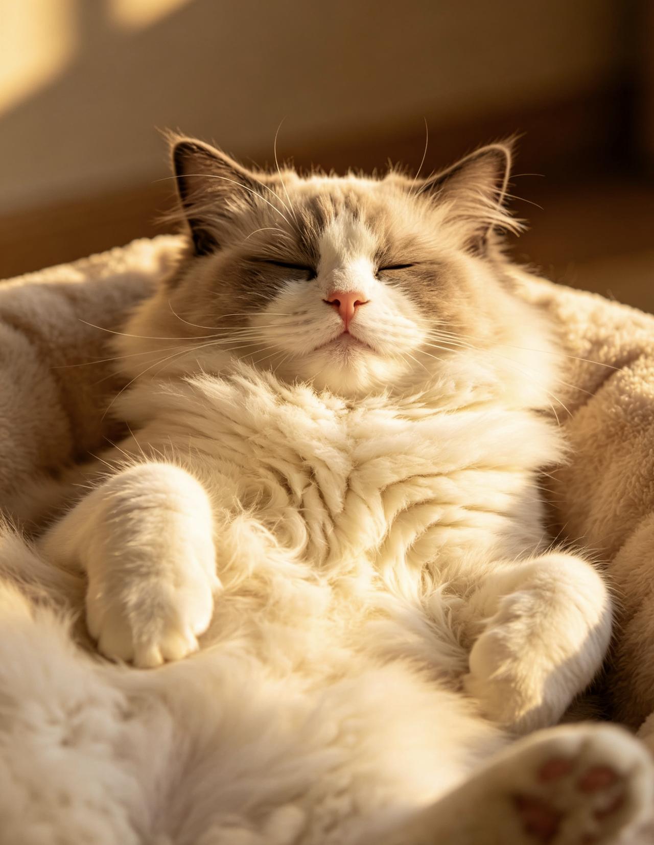 人最舒服的状态，大概就是像只晒太阳的猫。

肚皮朝上，眯着眼睛，阳光挪一寸，它跟