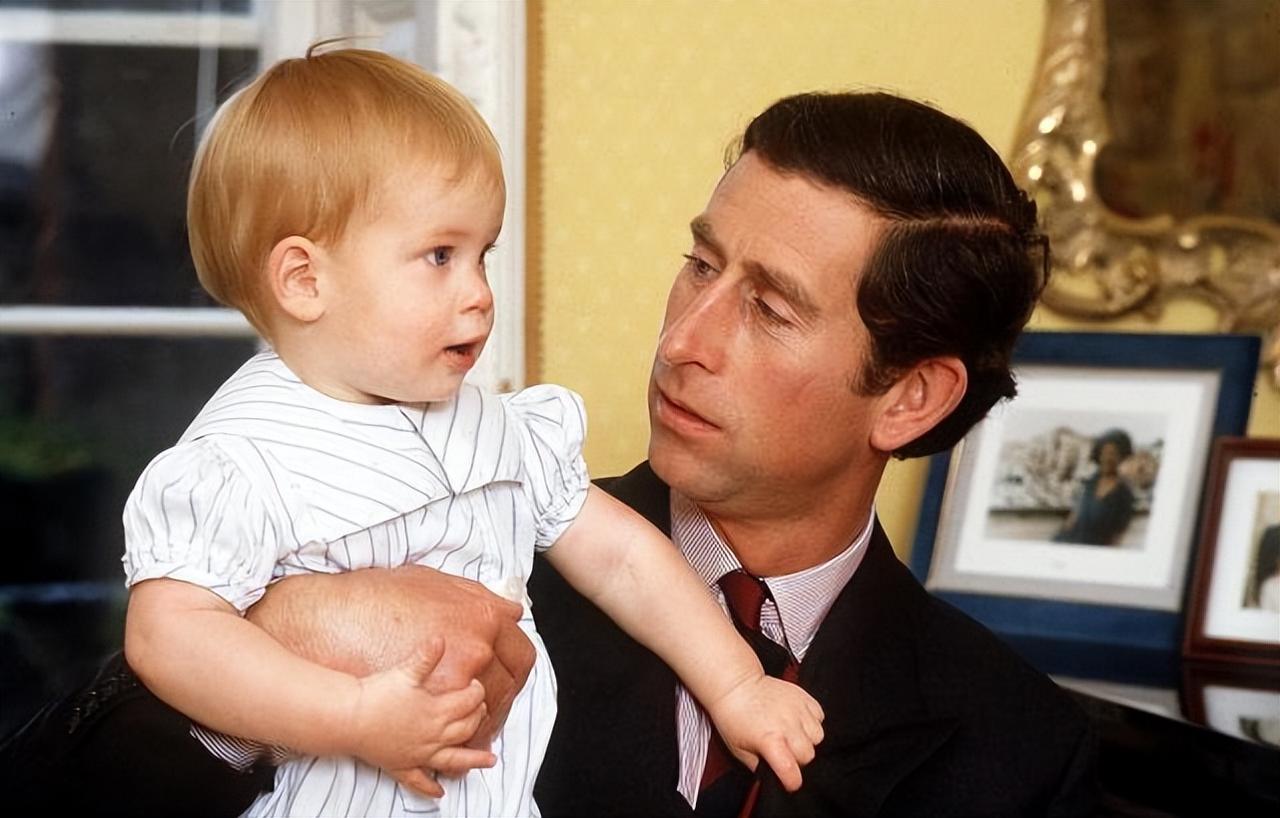 查尔斯长相不年轻，哈里那时还小，查尔斯看起来就有点老了。相较之下，他两个儿子长相