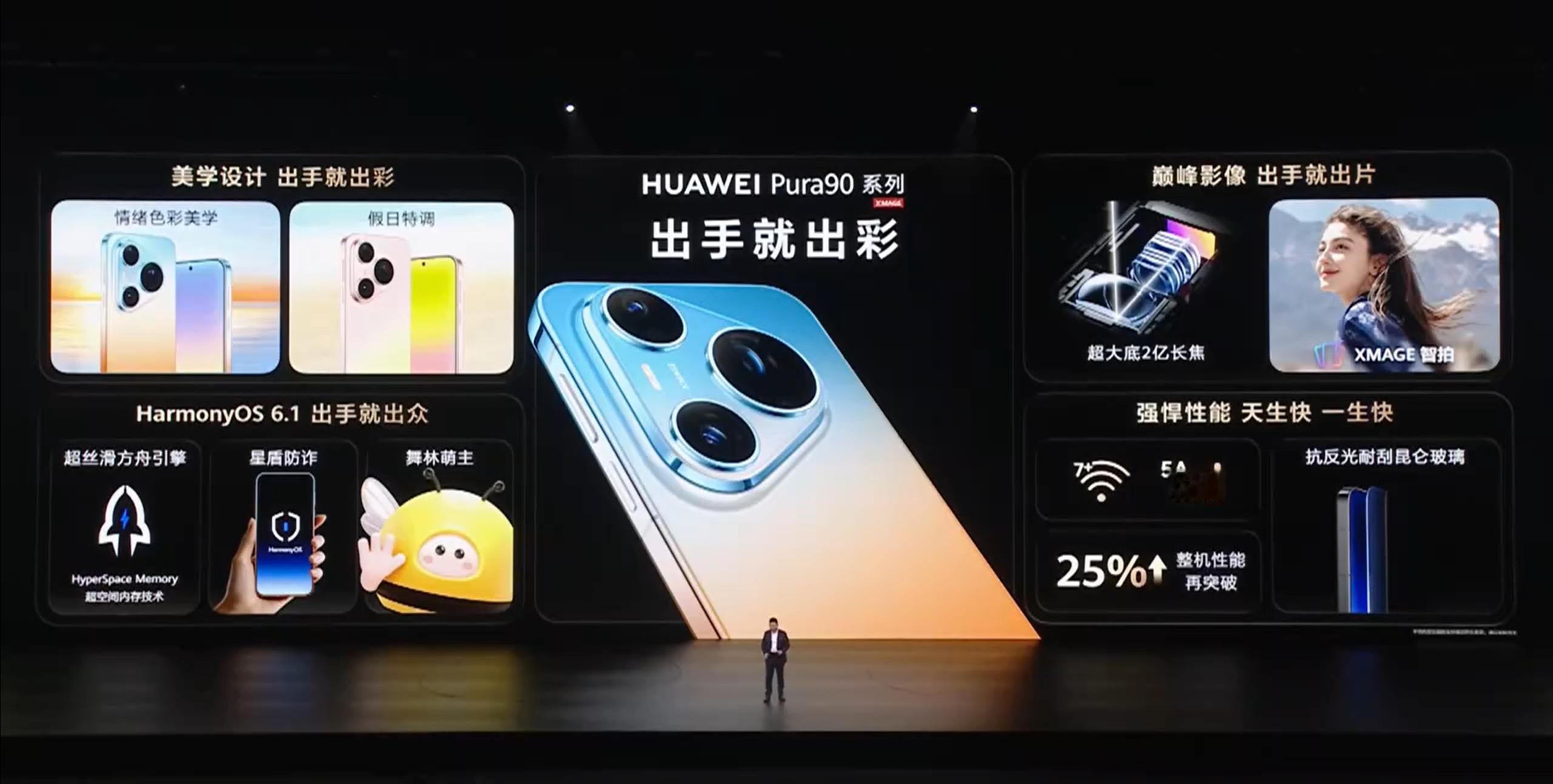 华为发布会华为 Pura 90 标准版、Pro及Pro Max三款机型正式亮相，