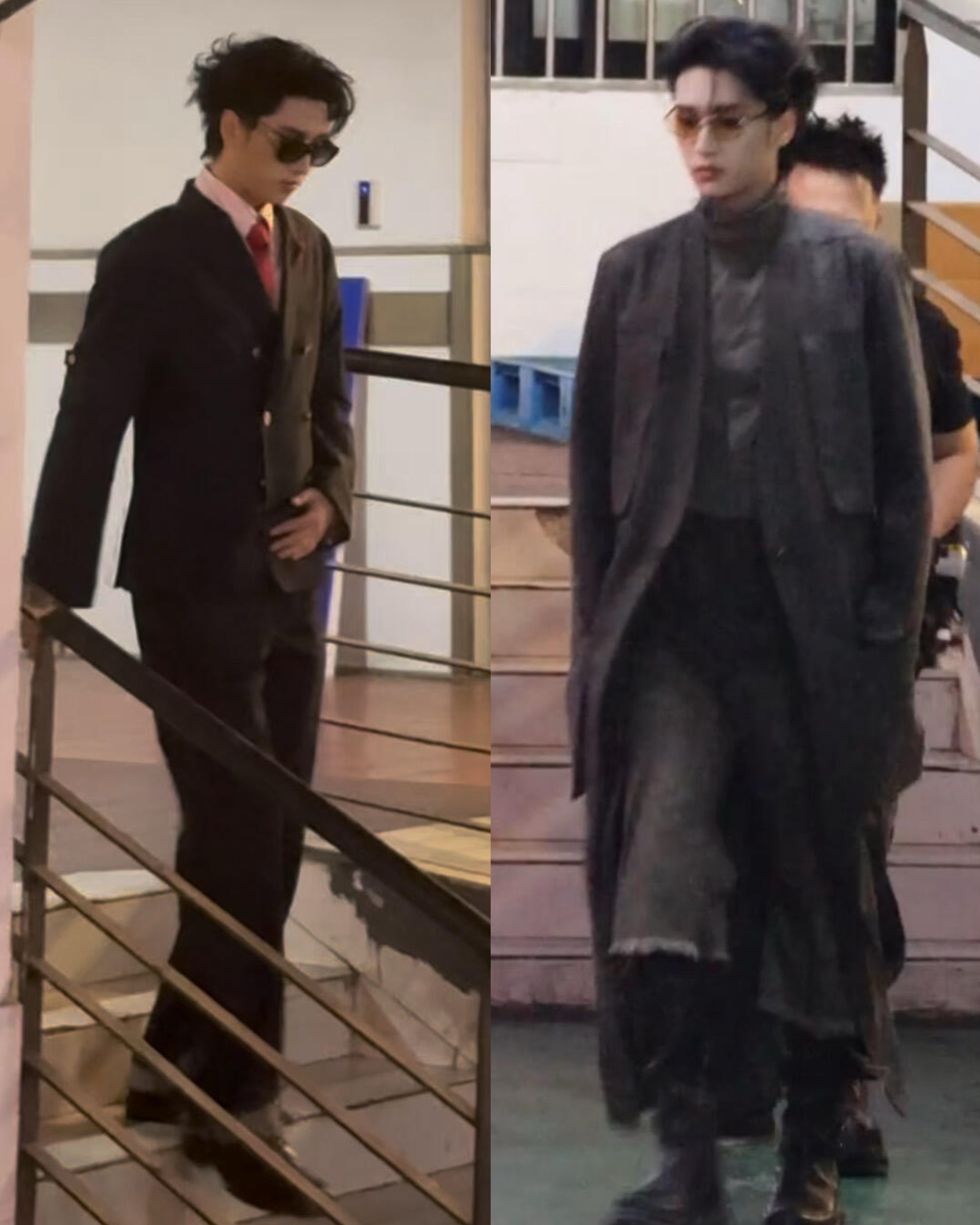 西服和风衣，克制和清冷相应搭配的墨镜款式也不一样，真的是穿搭小天才严浩翔 yan