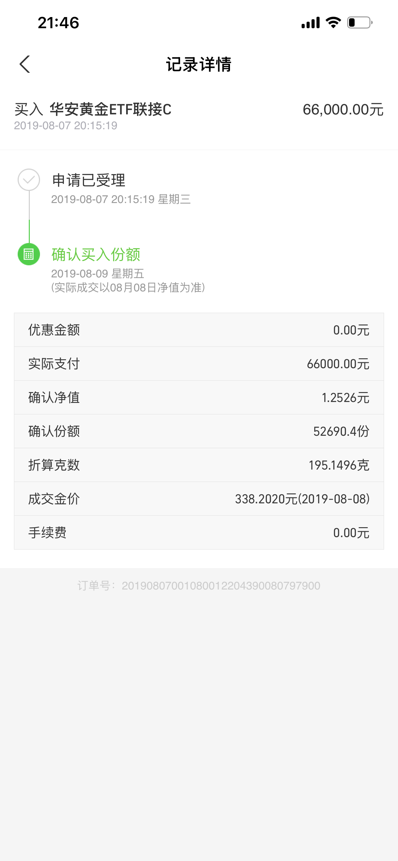 今天在支付宝里发现2019年的时候买了195克的黄金，当时均价338，你们猜一猜