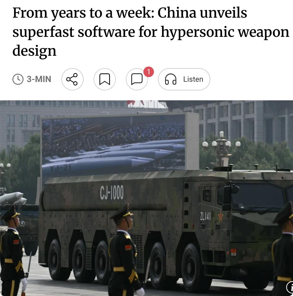 外媒：中国发布超高速冲压发动机仿真软件，设计周期从数年压缩至一周

中国科学院力