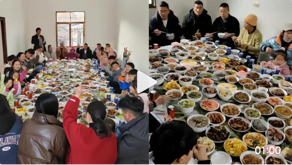 壮观！一大桌子，43个人吃182碗菜，云南一大户人家！

43人，这至少也得是四