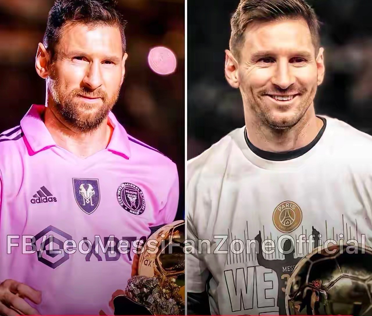 梅西作为巴黎圣日耳曼球员获得金球奖。梅西作为迈阿密球员赢得了金球奖。大巴黎一个赛