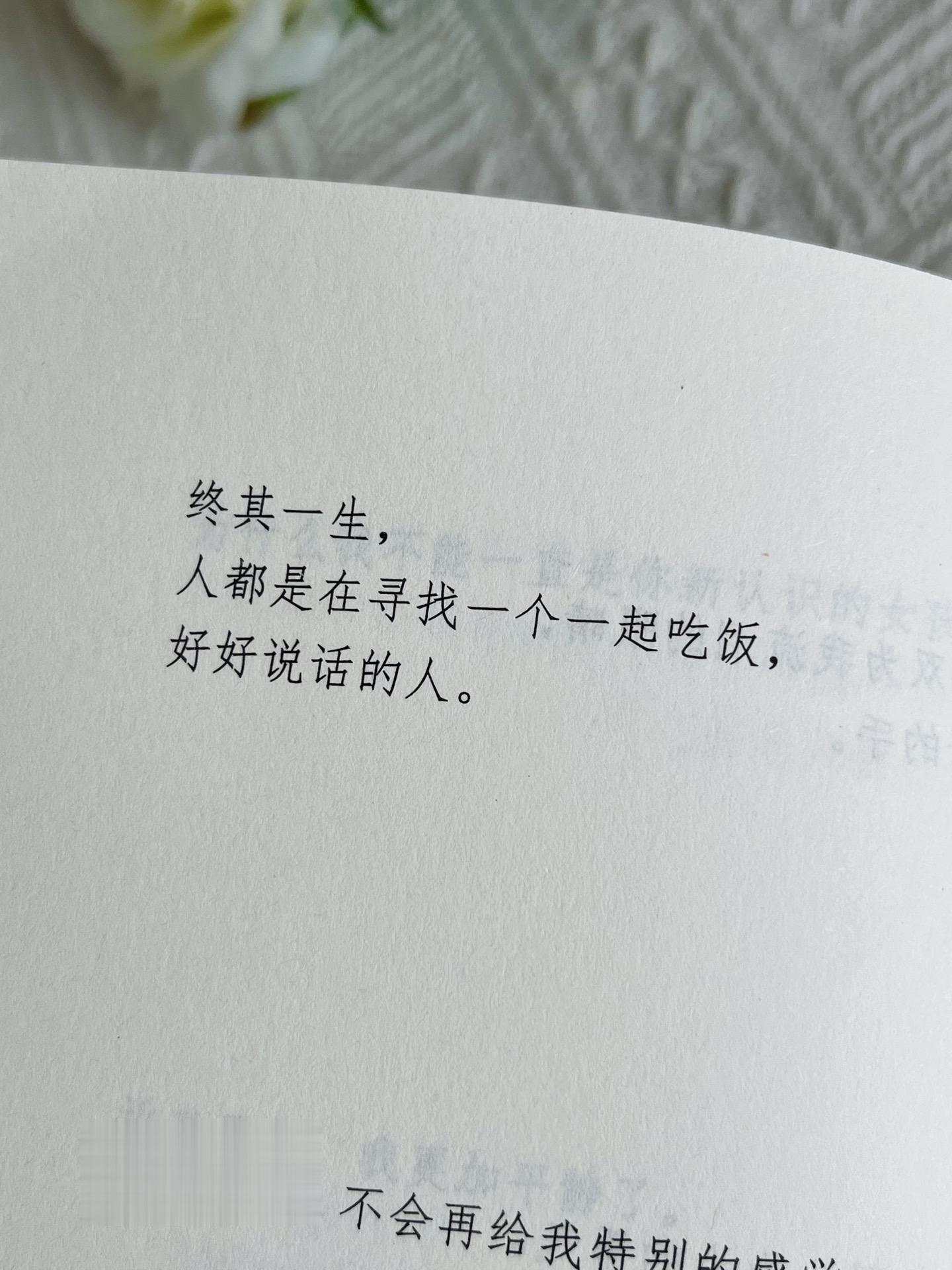 终其一生， 人都是在寻找一个一起吃饭，好好说话的人。