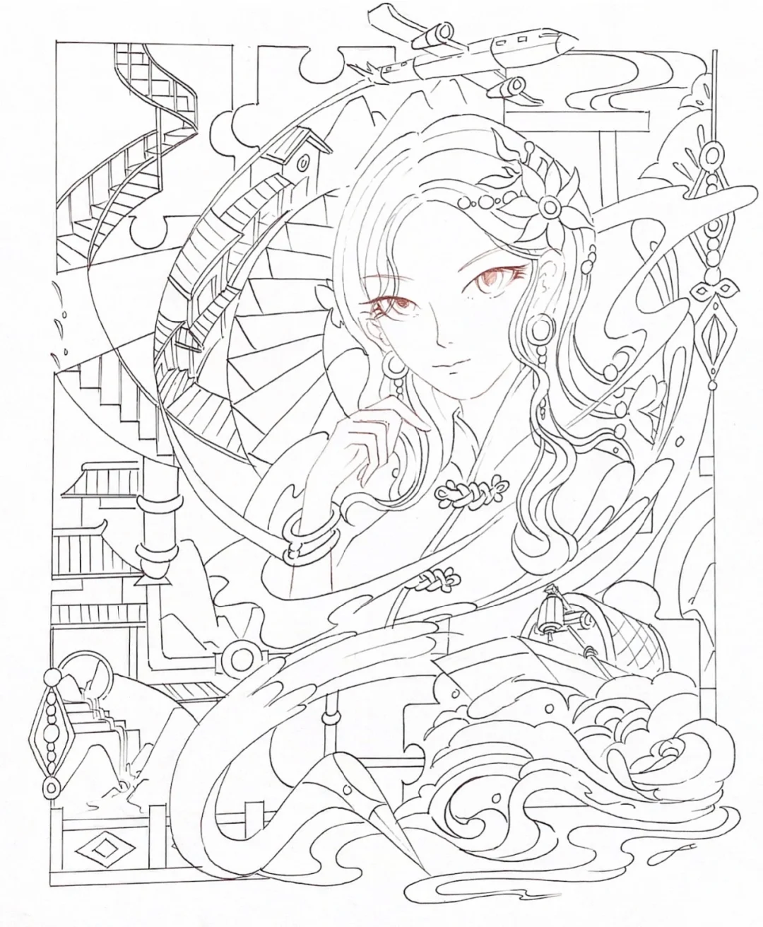 彩色装饰画线稿领取下哦！！