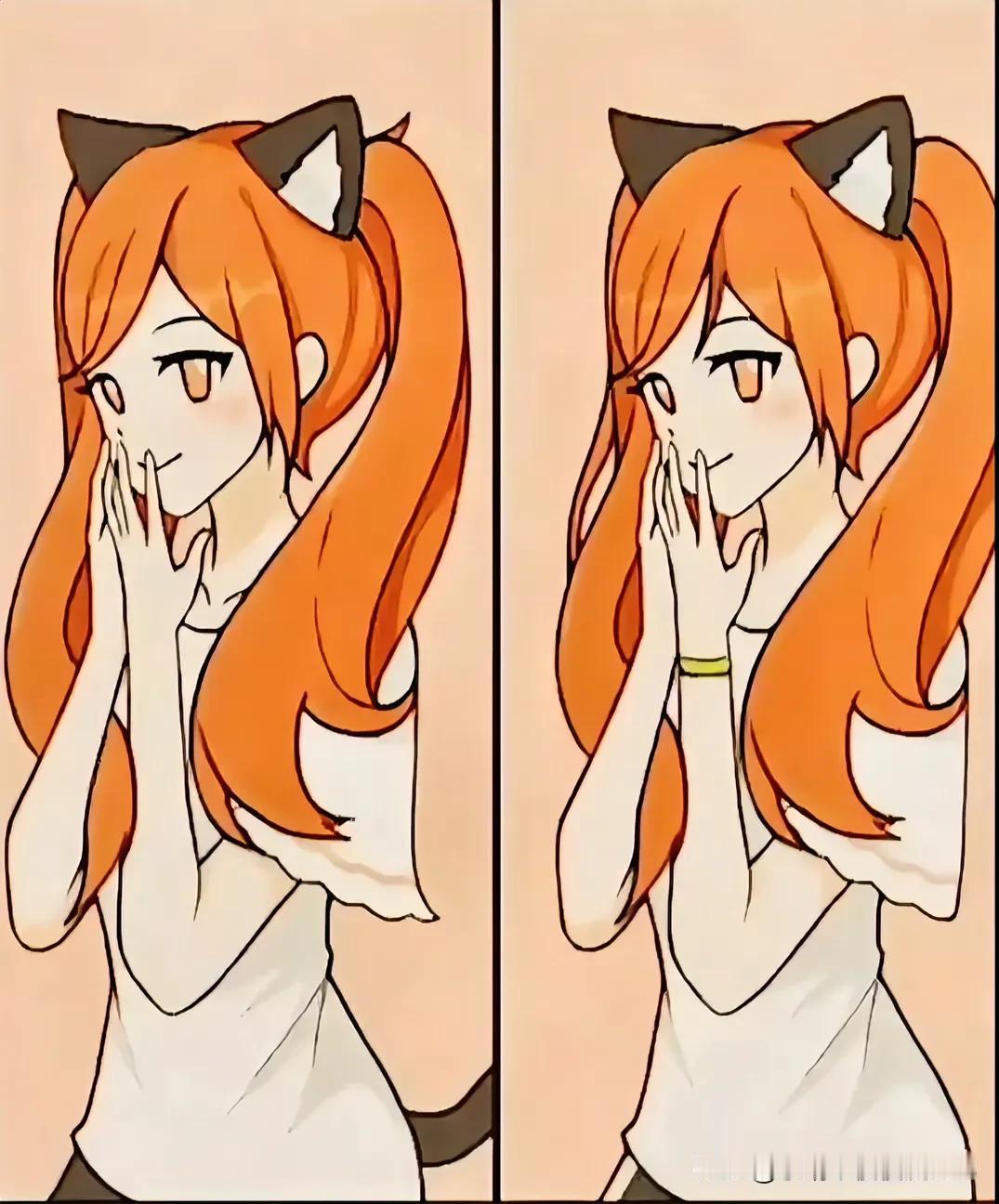 猫耳萌动，笑颜如花
考眼力能找出8处不同吗[玫瑰]