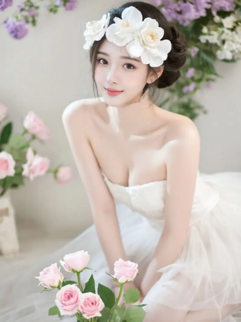 花饰少女照原来ai写真可以这么美 人生总得有一套ai写真吧 谁拍谁好看...