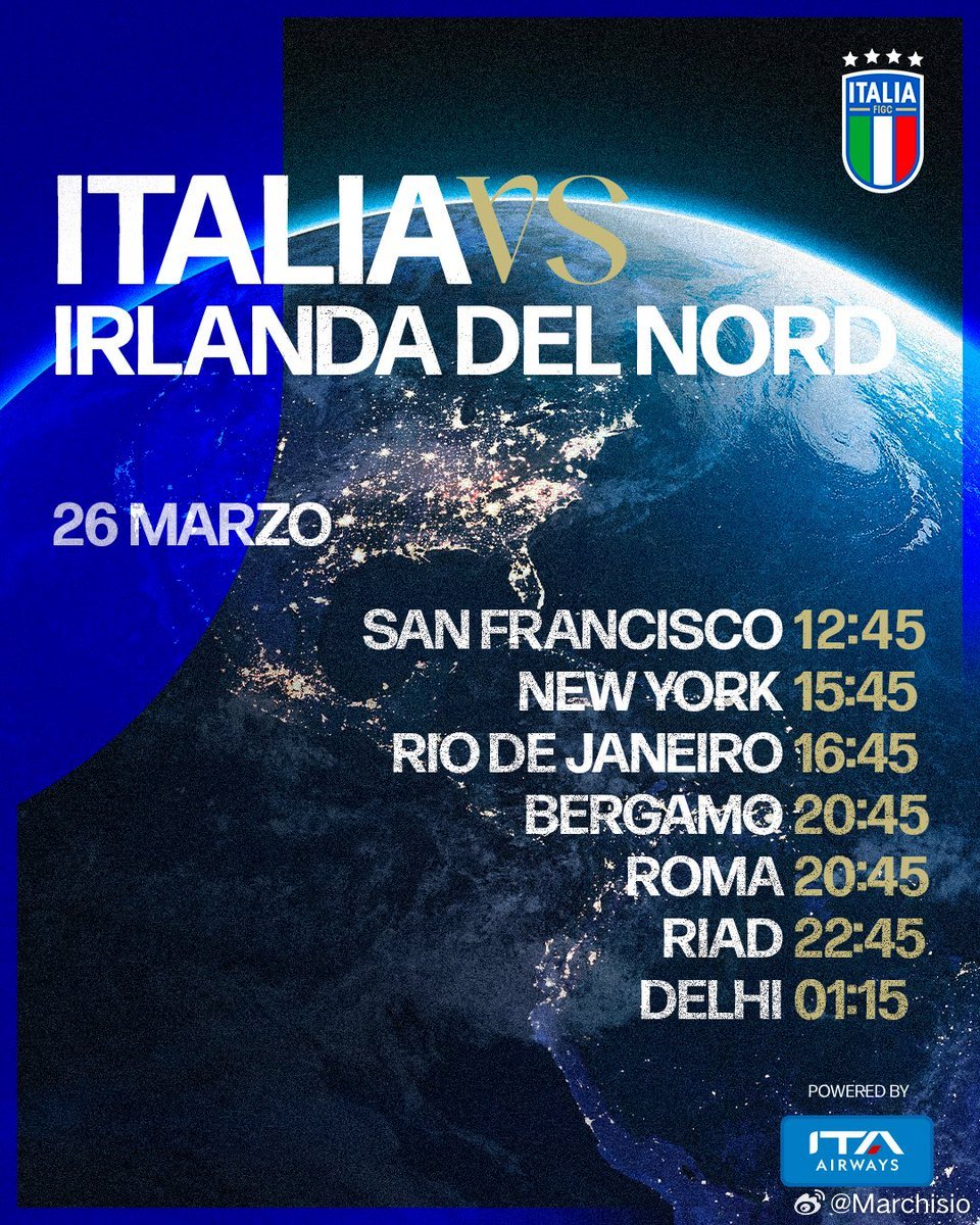 终局之战：意大利 vs 北爱尔兰比赛地点：贝尔加莫，新百伦竞技场（New Bal