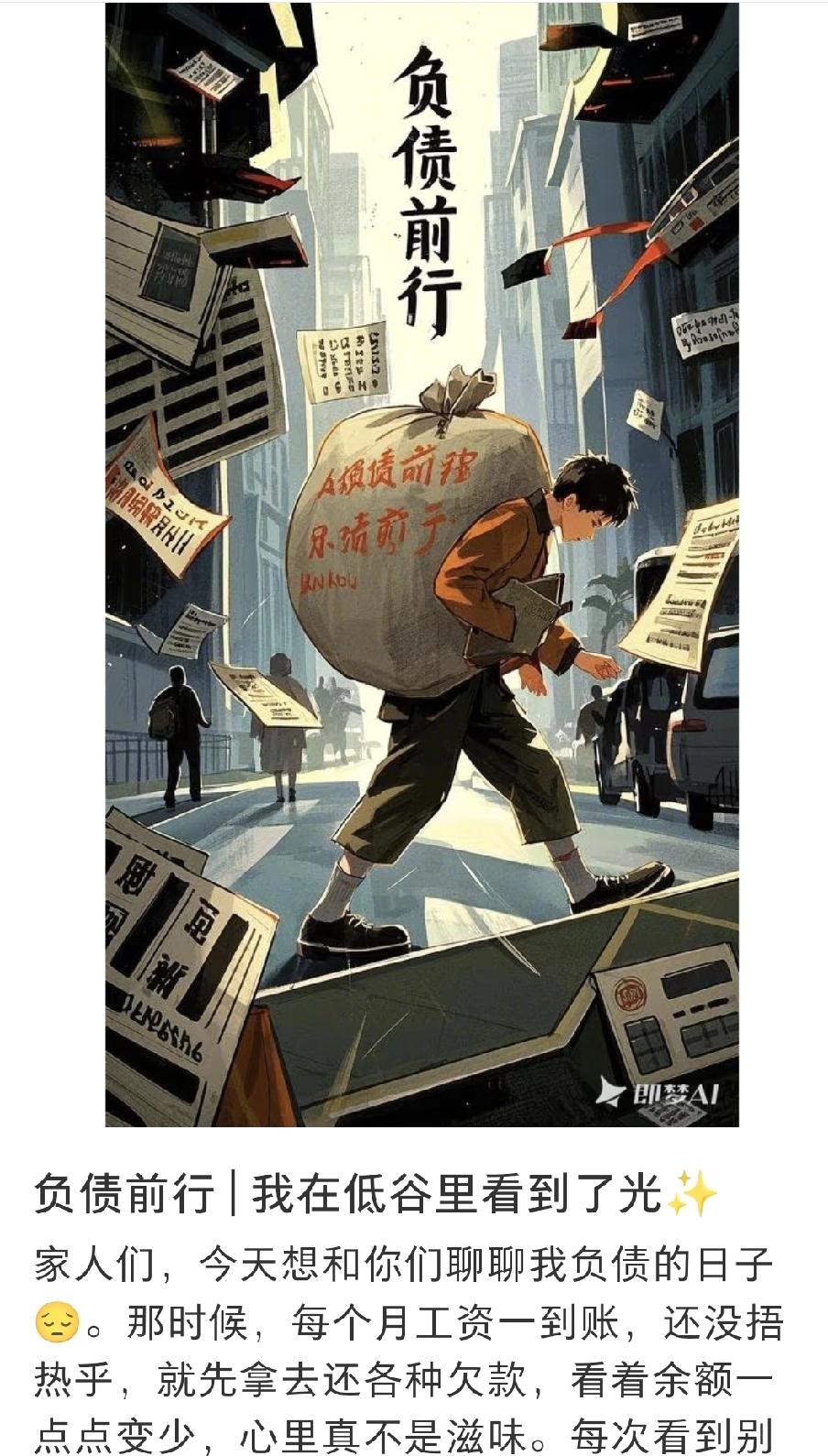 负债的痛苦

负债，如同一座无形的大山，沉甸甸地压在心头，让我喘不过气。

自从