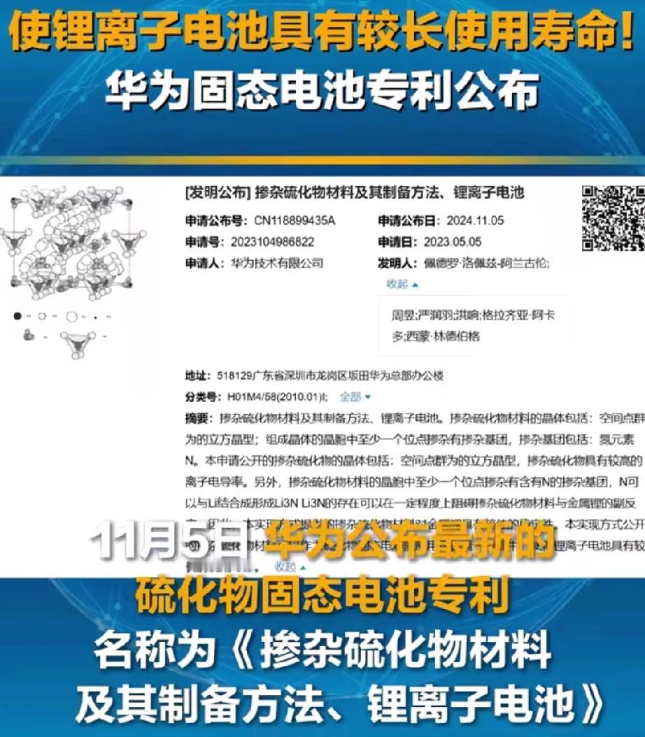 还得看华为！突破电池寿命技术！

华为固态电池专利新技术公布，能够让电池寿命更长