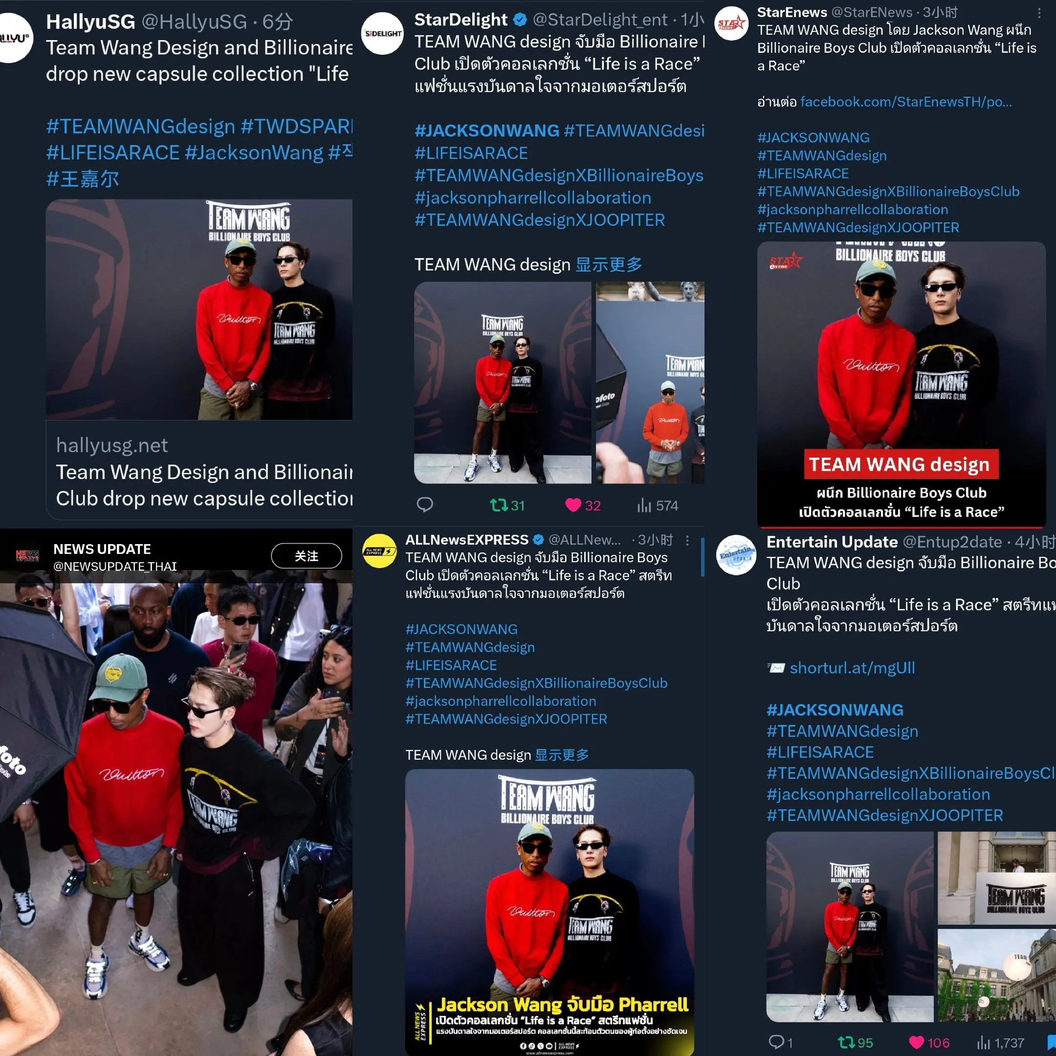 据不完全统计，超50家各国媒体、杂志报道。王嘉尔 X Pharrell...