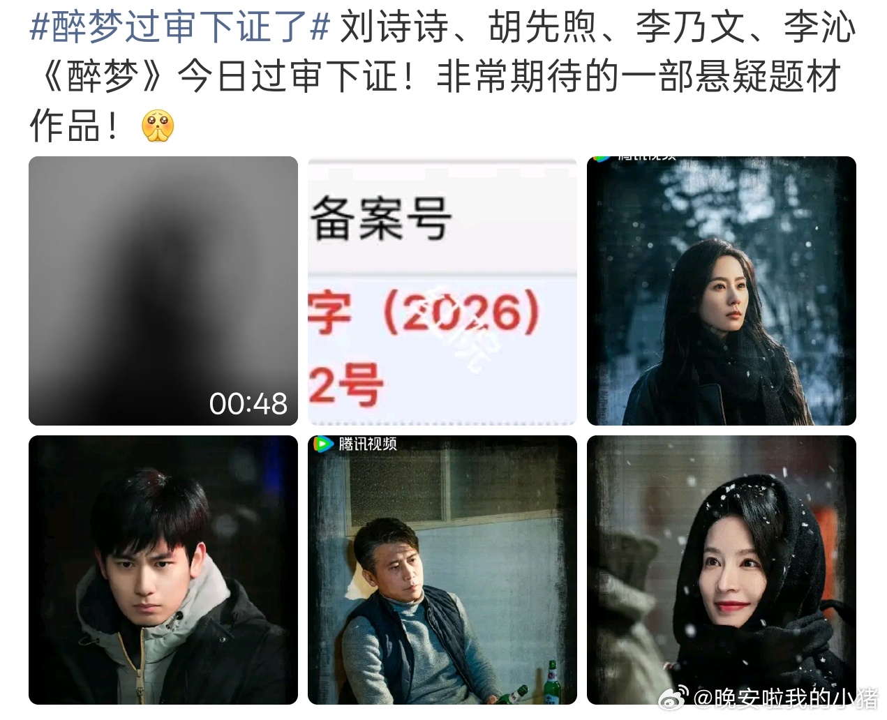 刘诗诗新剧醉梦过审下证，4月播出