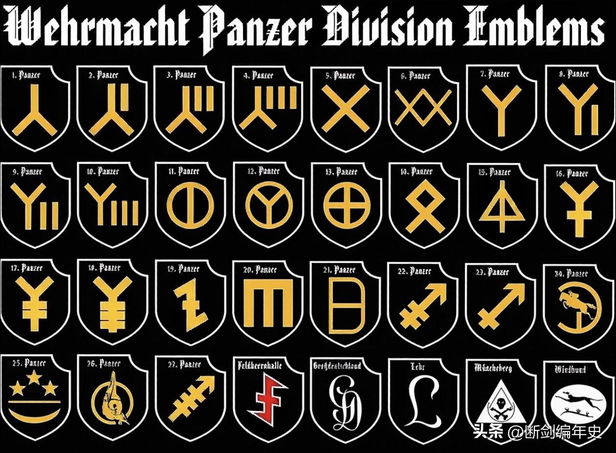 二战德国陆军部分装甲师师徽

历史 二战 德国