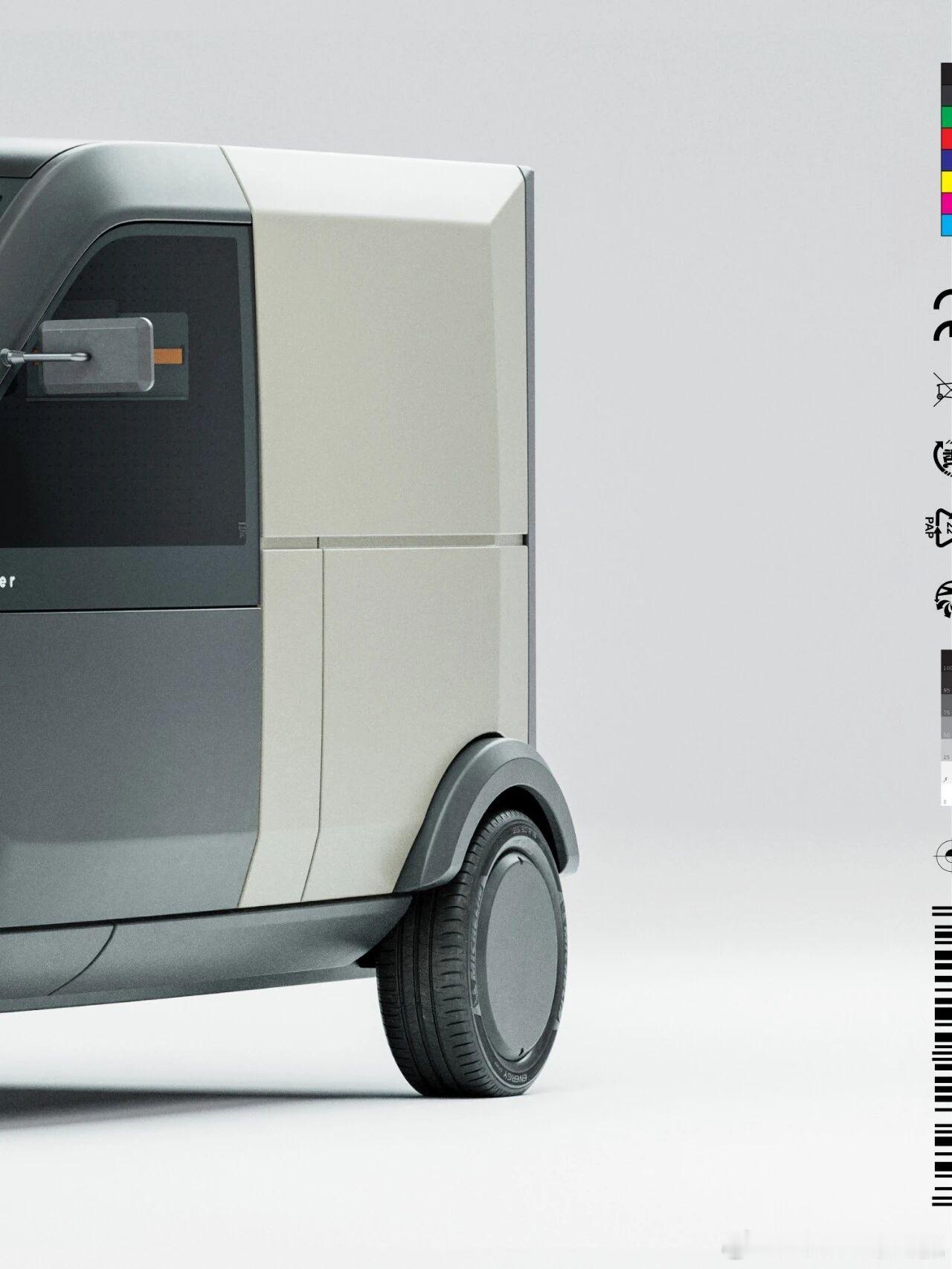 一款 Cybertruck 风格灵感的封闭式电动三轮车概念 CyberSanbe