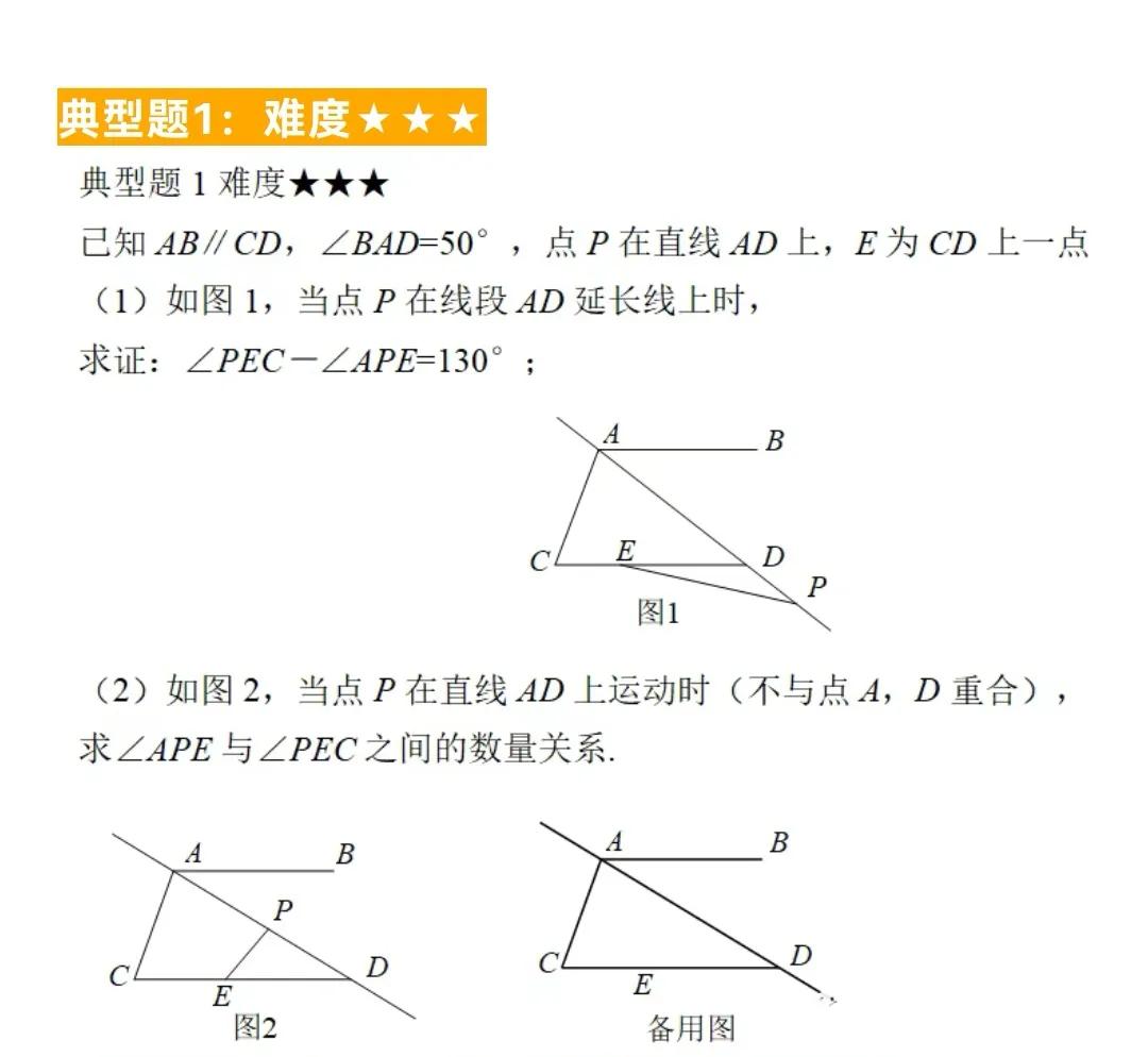 初中数学题型汇总147——平行线相关的动态题（一）