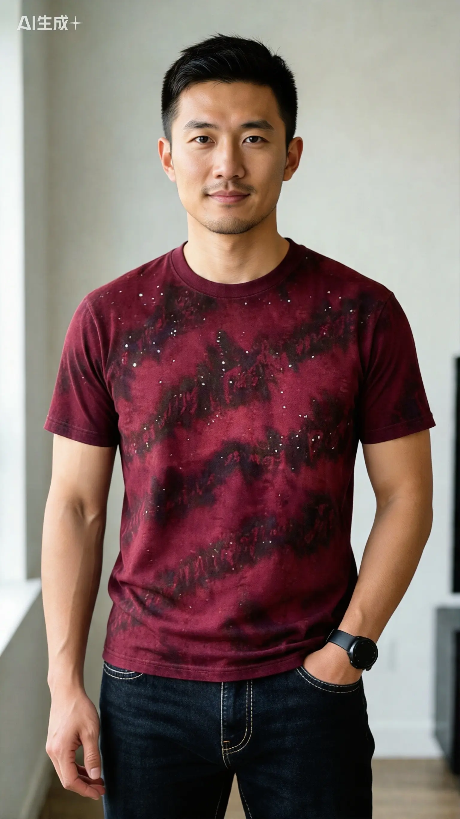 满天星烫钻破洞上衣圆领休闲短袖男半袖打底衫