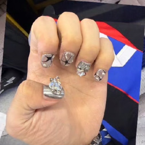 小男孩美甲check💅（银色战甲贴钻版 
