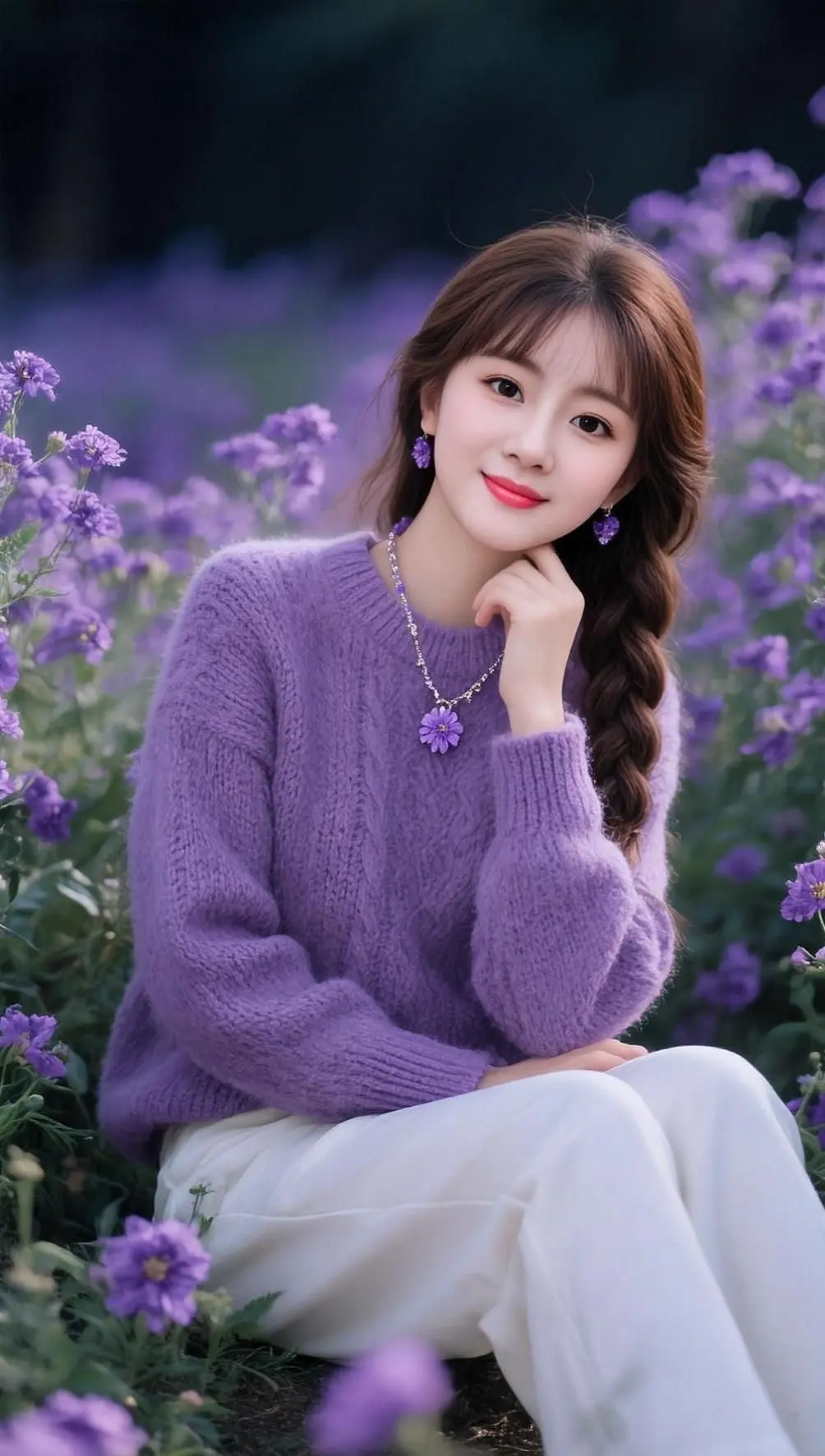 AI淡紫氛围感写真 ai创作