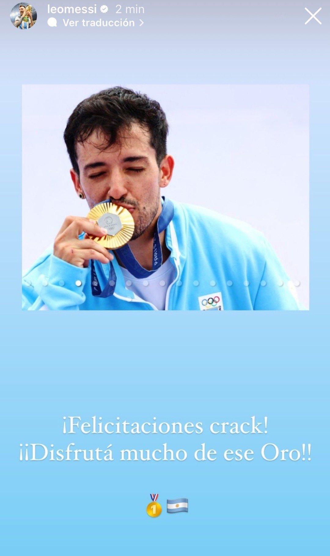 梅西发ins祝贺何塞·托雷斯·吉尔获得奥运金牌🥇🇦🇷🚴“恭喜你破荒！好好